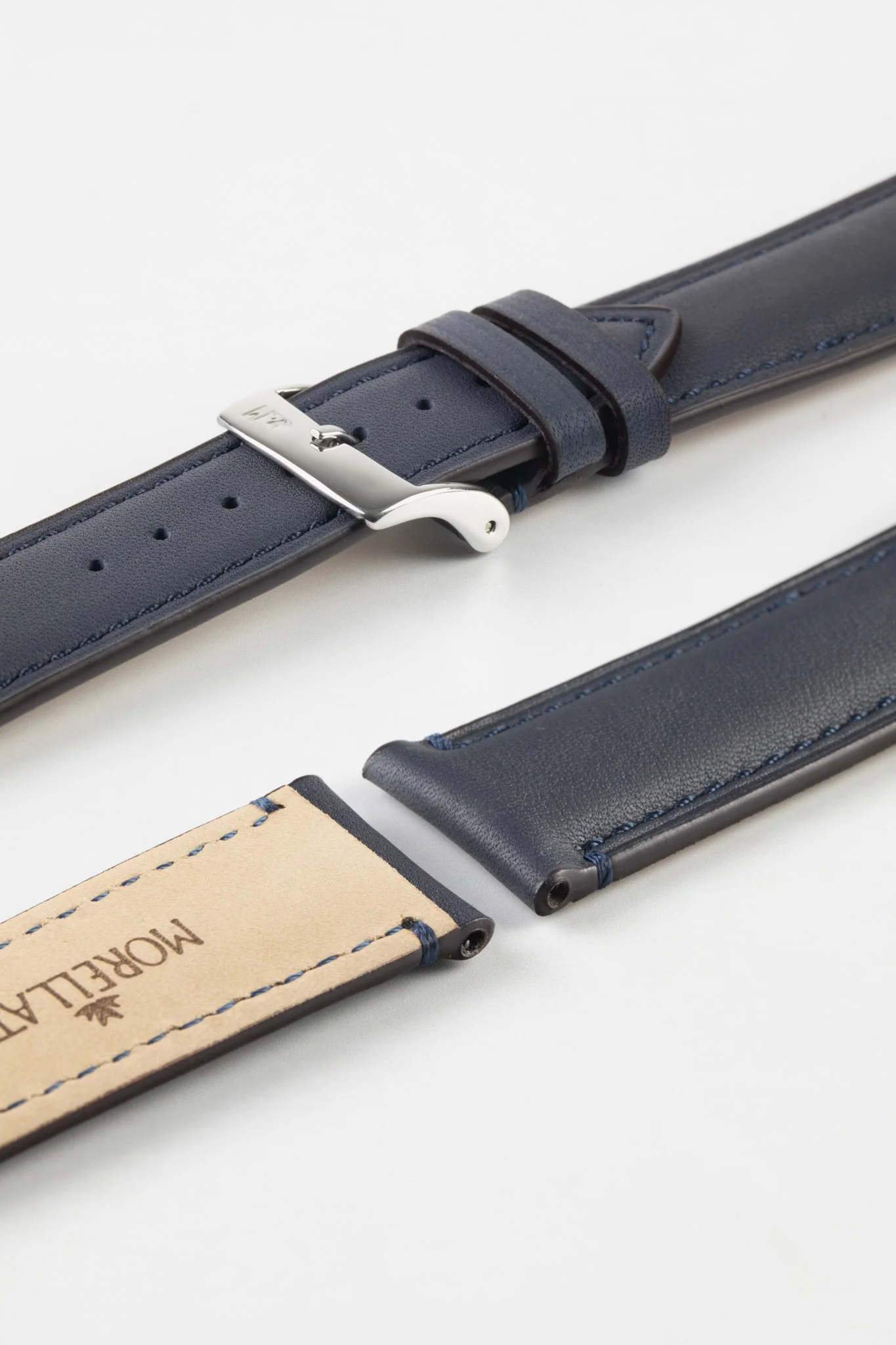 Morellato LEVY Vintage Calfskin Leather Watch Strap in BLUE - Image 5