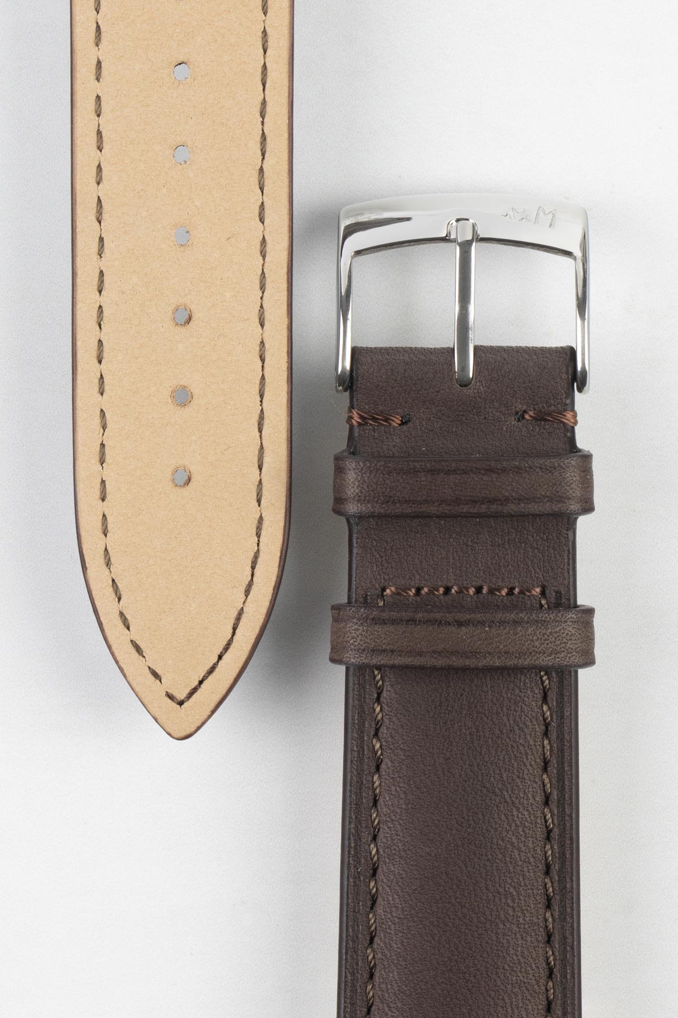 Morellato LEVY Vintage Calfskin Leather Watch Strap in DARK BROWN - Image 3