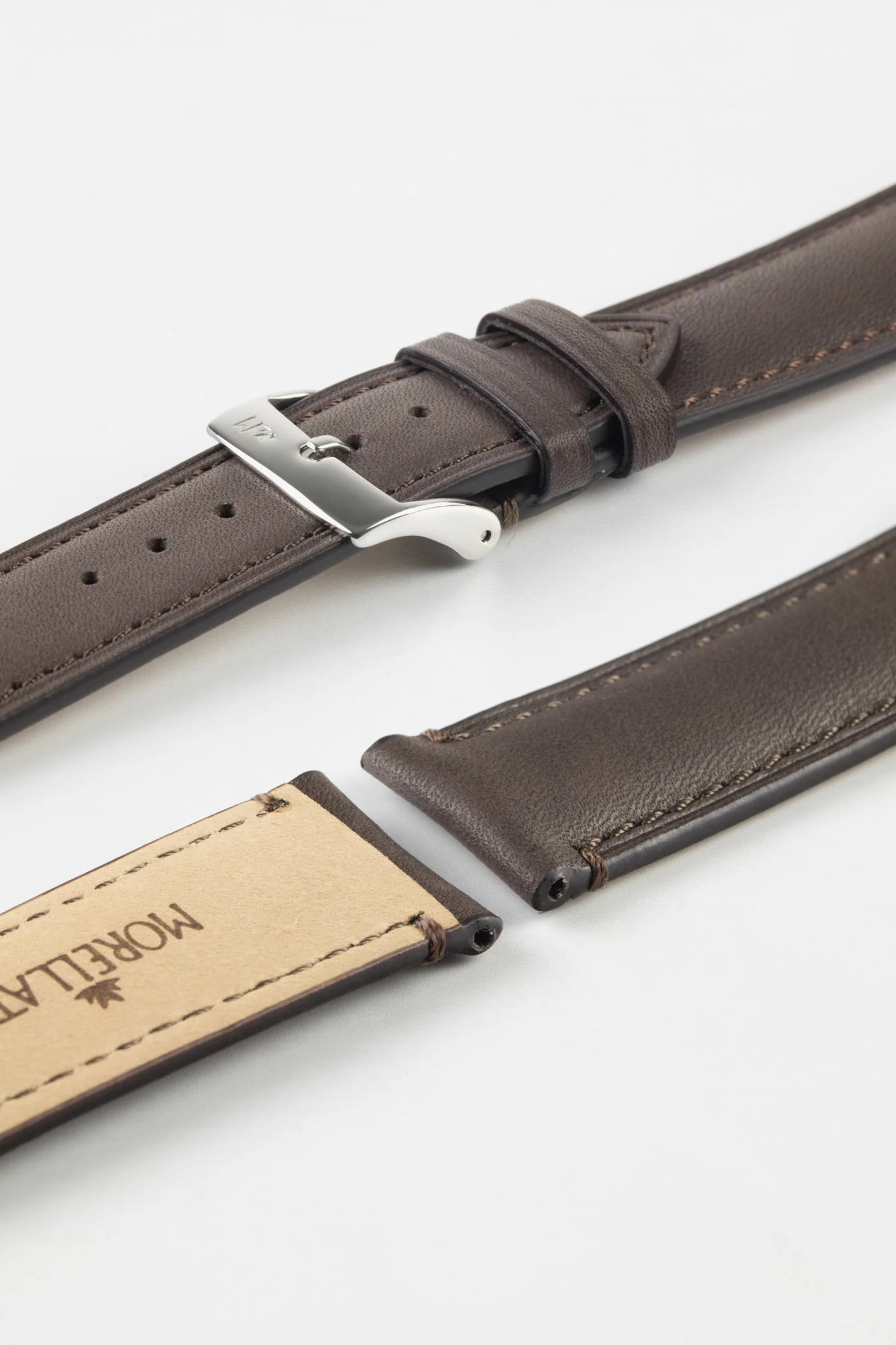 Morellato LEVY Vintage Calfskin Leather Watch Strap in DARK BROWN - Image 5