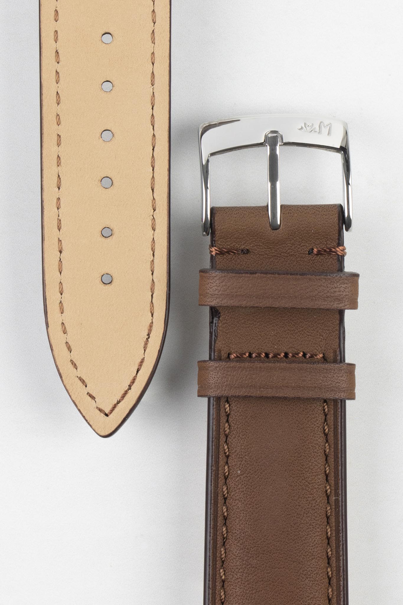 Morellato LEVY Vintage Calfskin Leather Watch Strap in BROWN - Image 3
