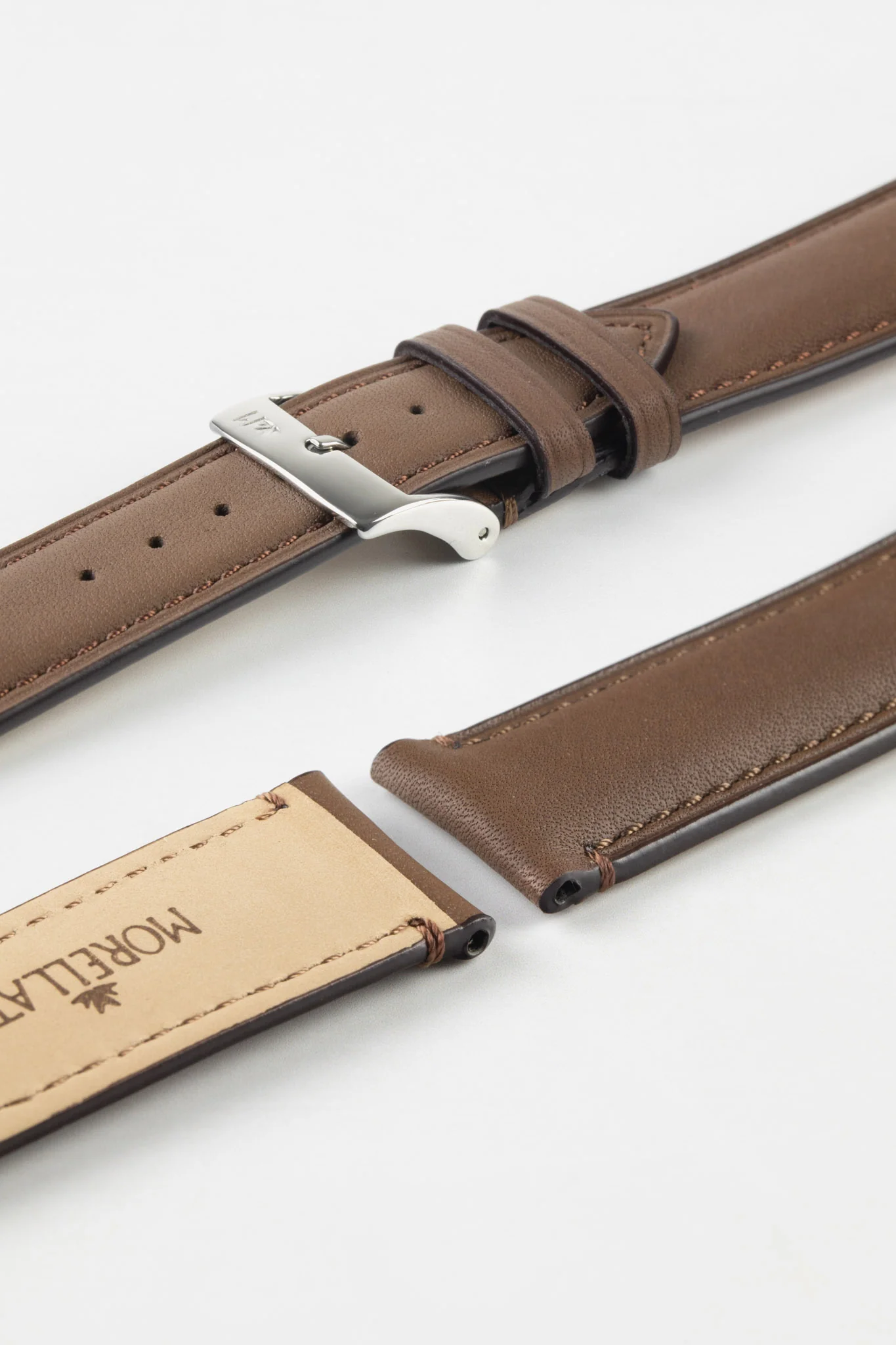 Morellato LEVY Vintage Calfskin Leather Watch Strap in BROWN - Image 5