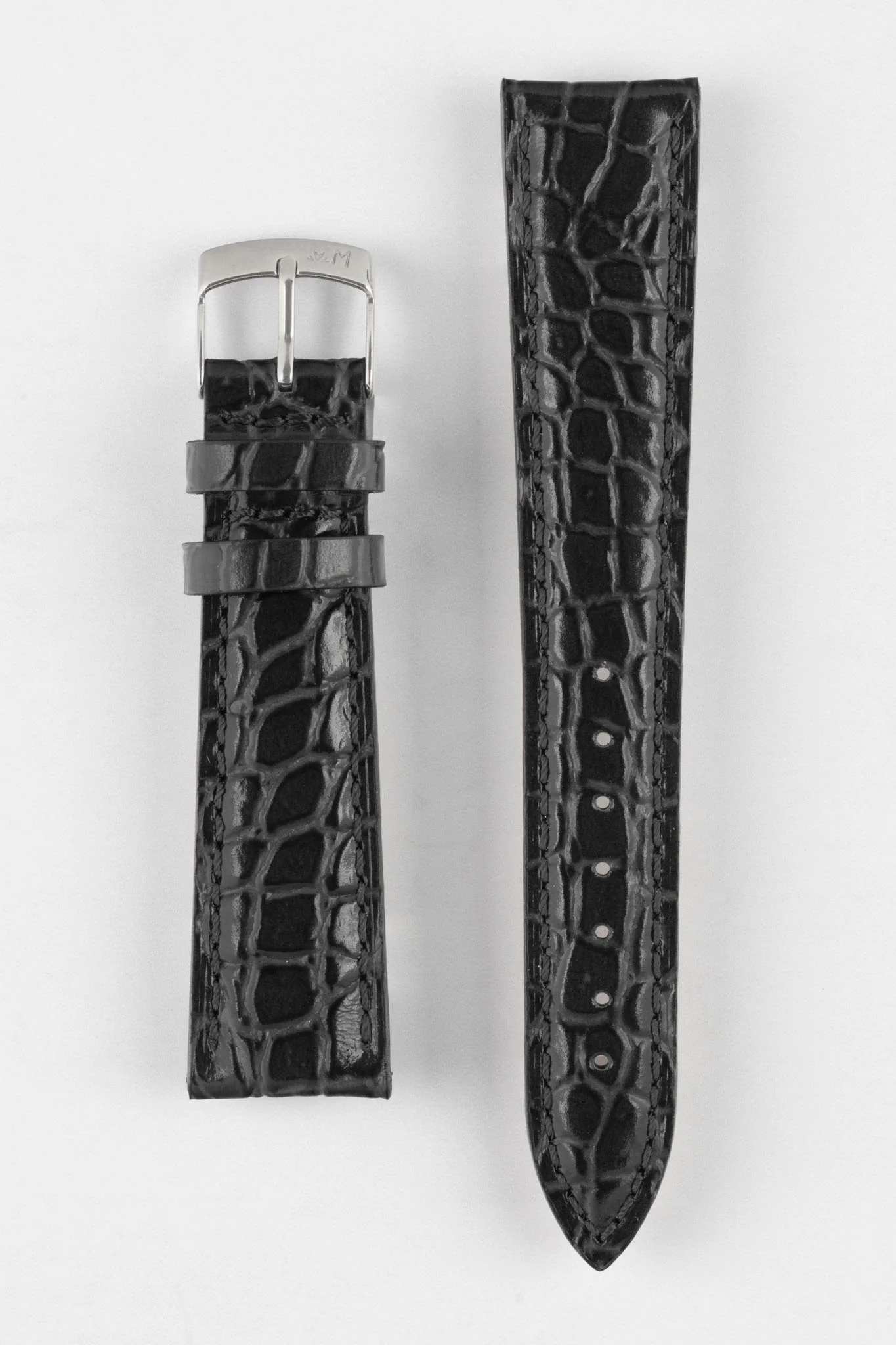 Morellato LIVERPOOL Crocodile-Embossed Calfskin Leather Performance Watch Strap in BLACK - Image 8
