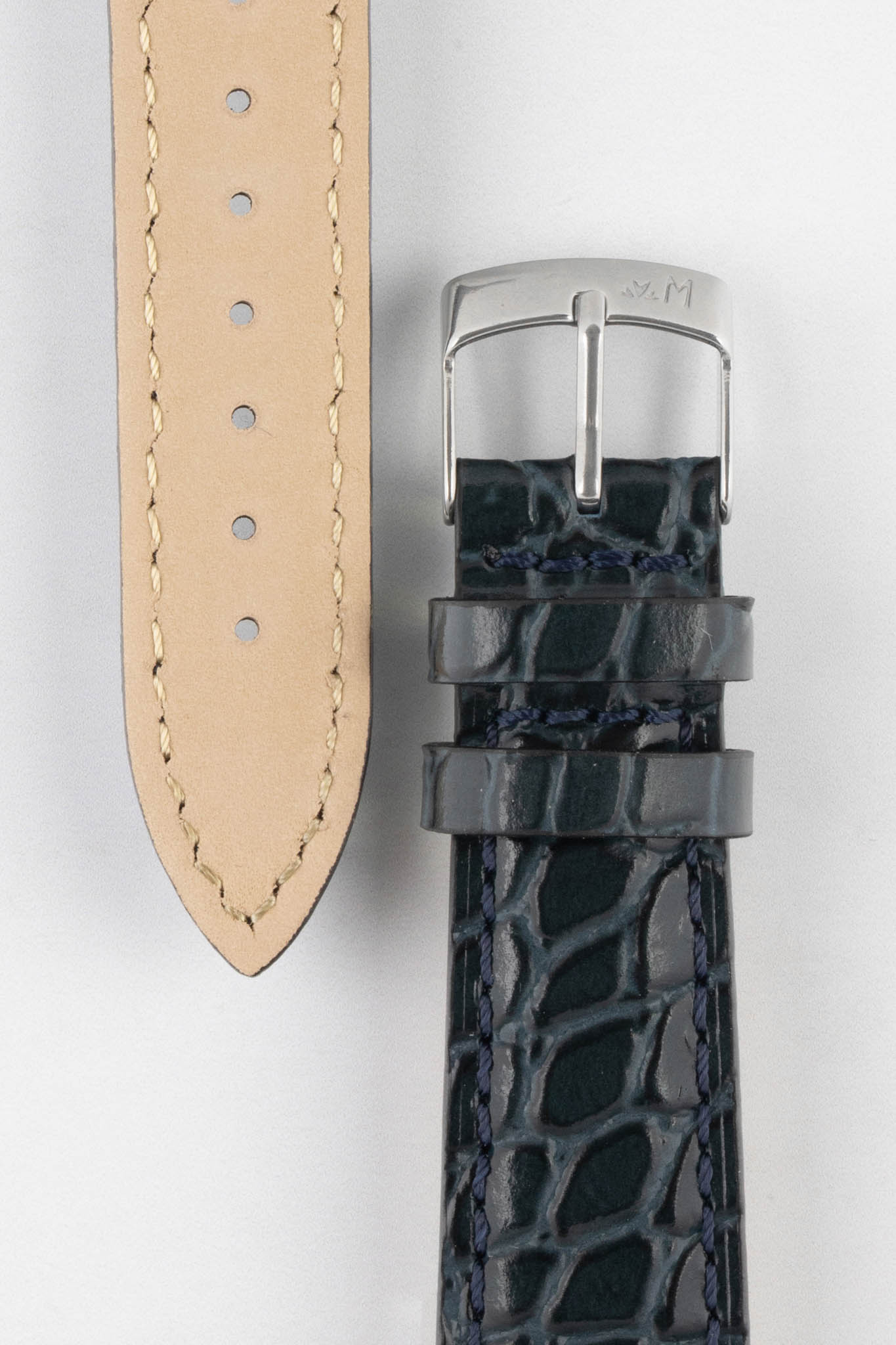 Morellato LIVERPOOL Crocodile-Embossed Calfskin Leather Performance Watch Strap in BLUE - Image 3