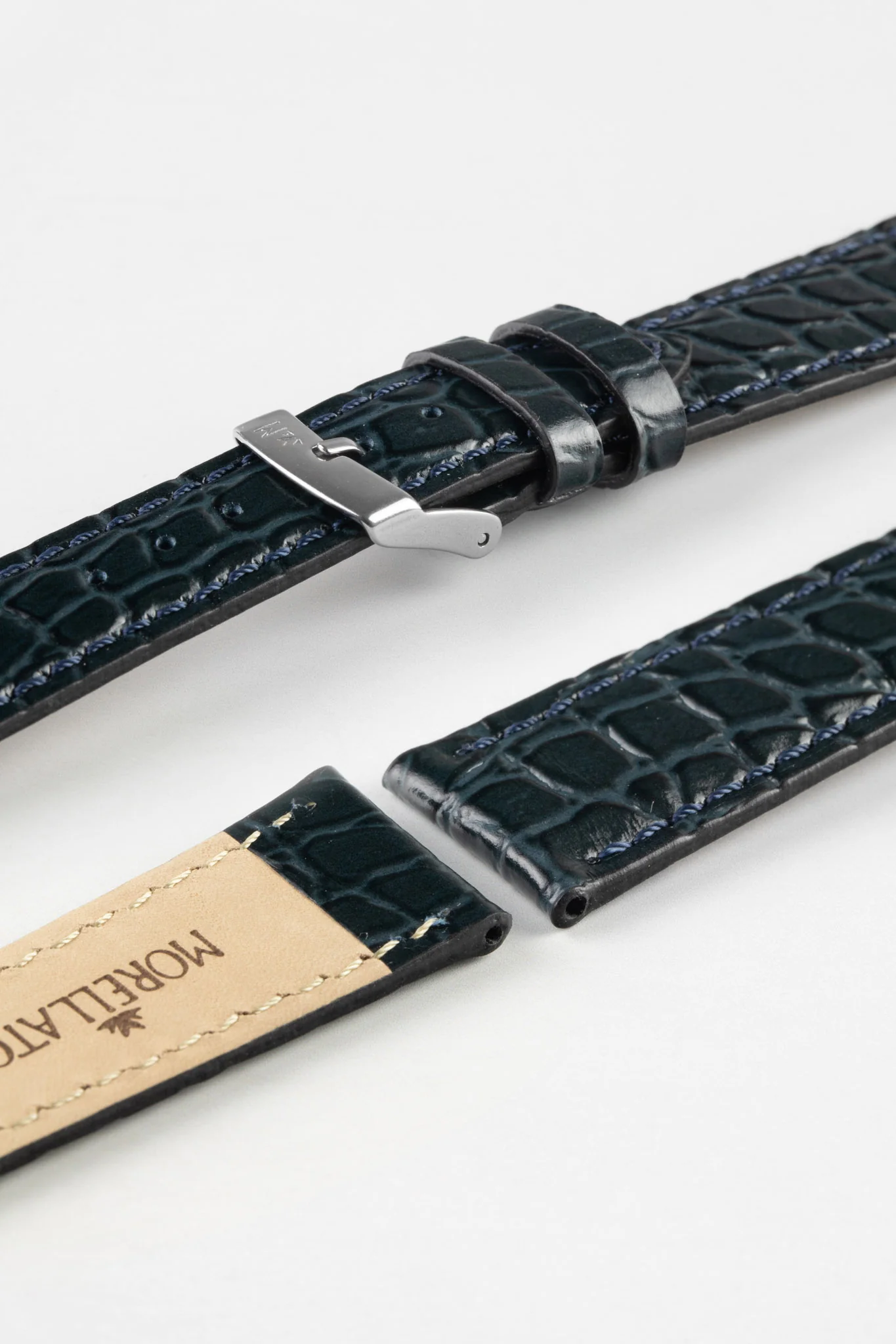 Morellato LIVERPOOL Crocodile-Embossed Calfskin Leather Performance Watch Strap in BLUE - Image 6