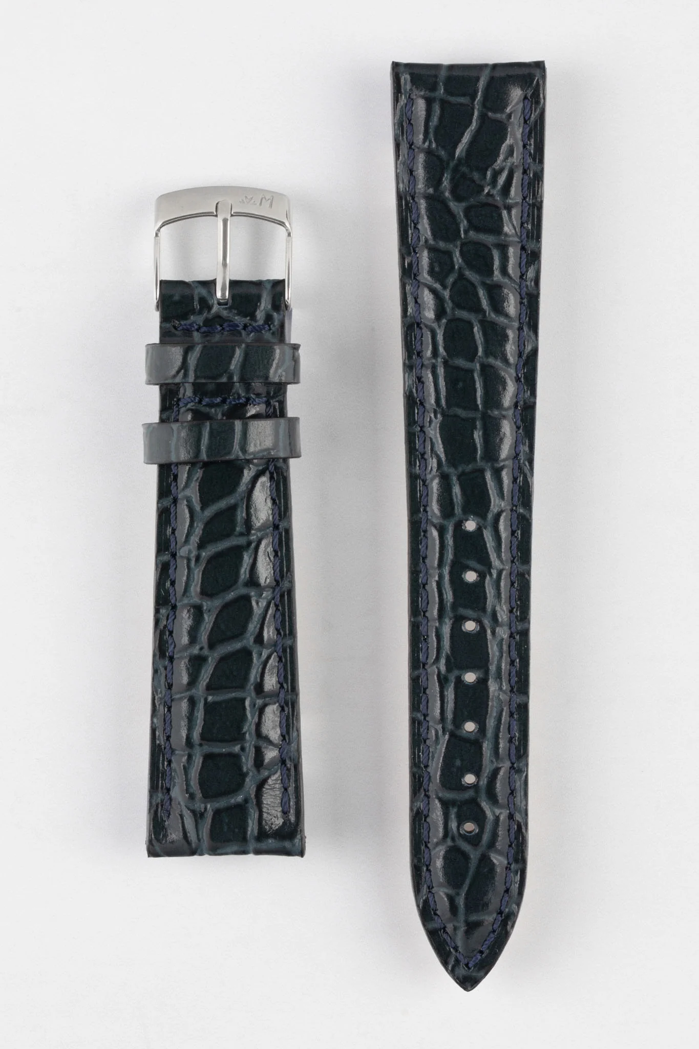 Morellato LIVERPOOL Crocodile-Embossed Calfskin Leather Performance Watch Strap in BLUE - Image 8