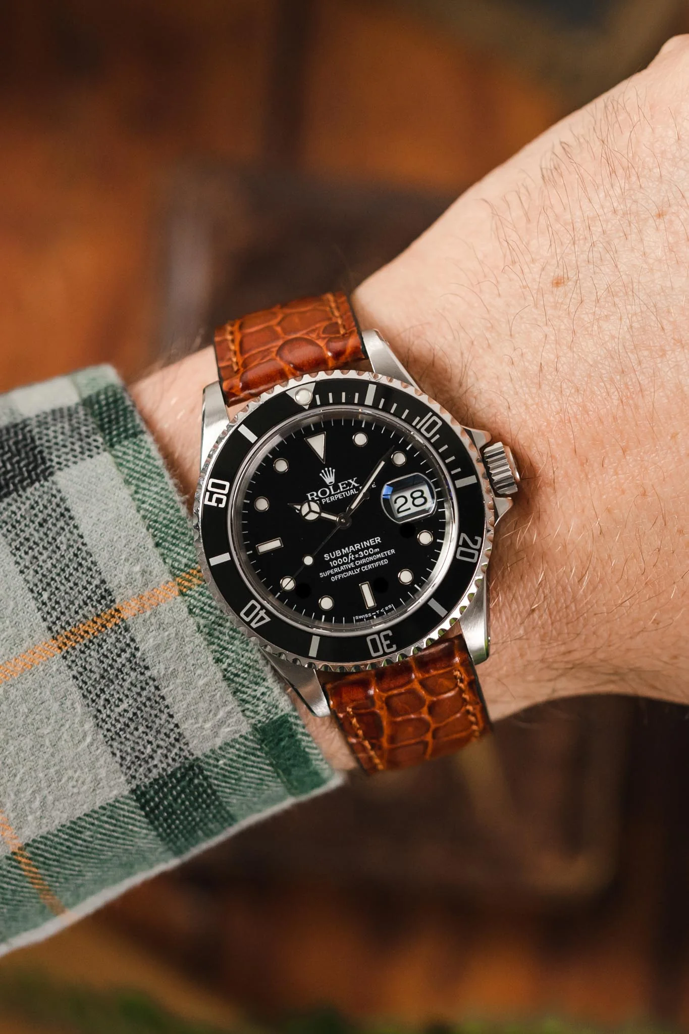 Morellato LIVERPOOL Crocodile-Embossed Calfskin Leather Performance Watch Strap in BROWN - Image 2