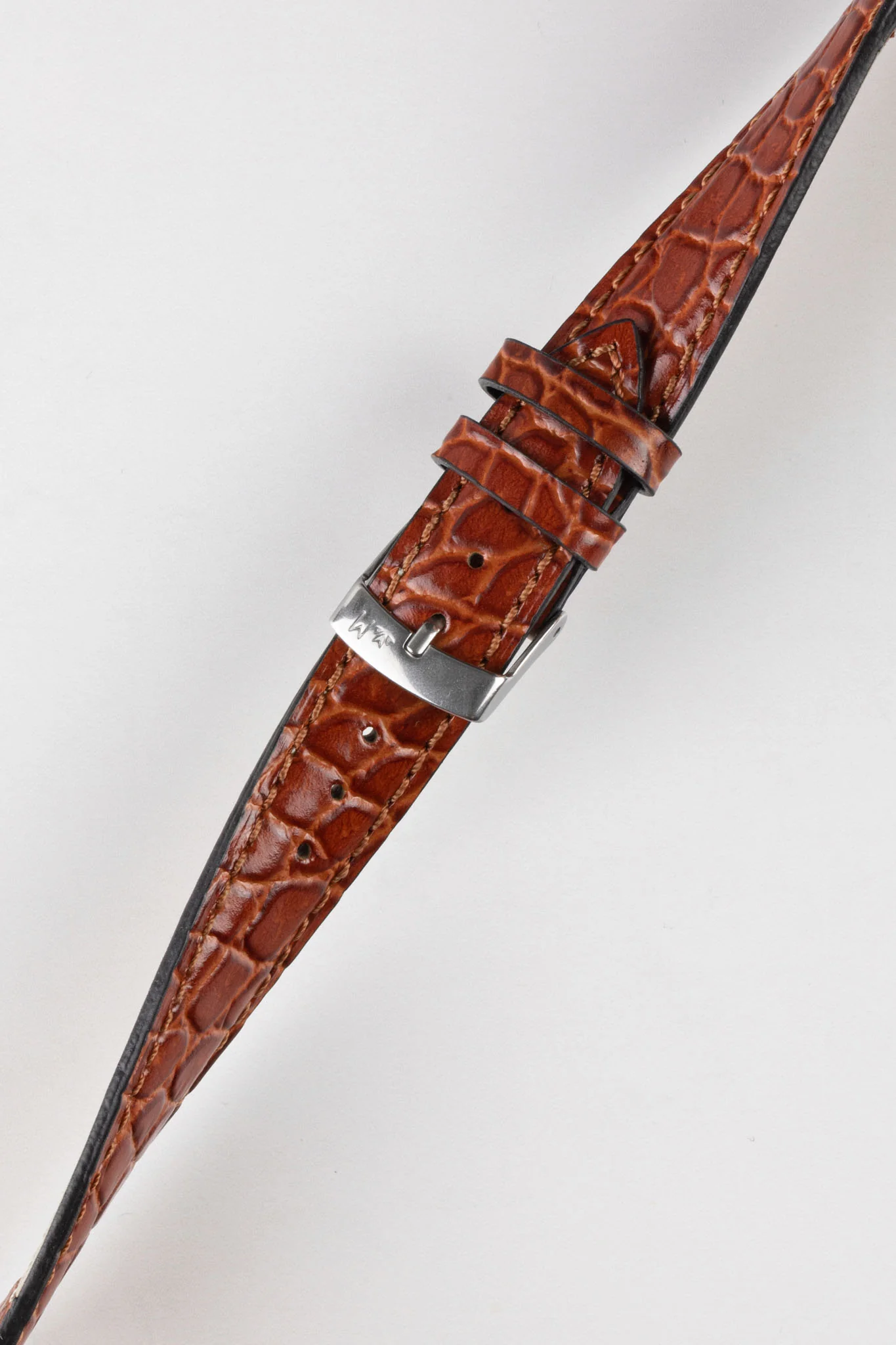 Morellato LIVERPOOL Crocodile-Embossed Calfskin Leather Performance Watch Strap in BROWN - Image 4