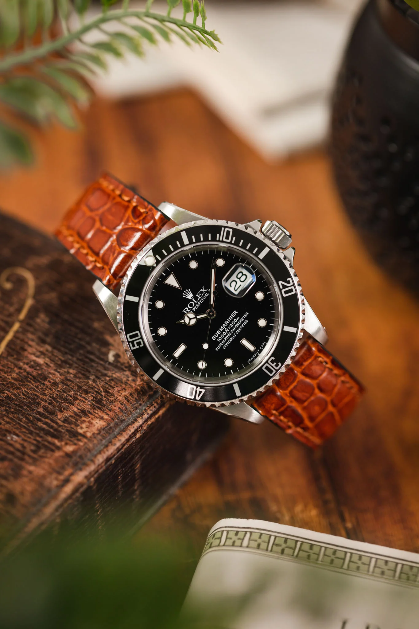 Morellato LIVERPOOL Crocodile-Embossed Calfskin Leather Performance Watch Strap in BROWN - Image 7