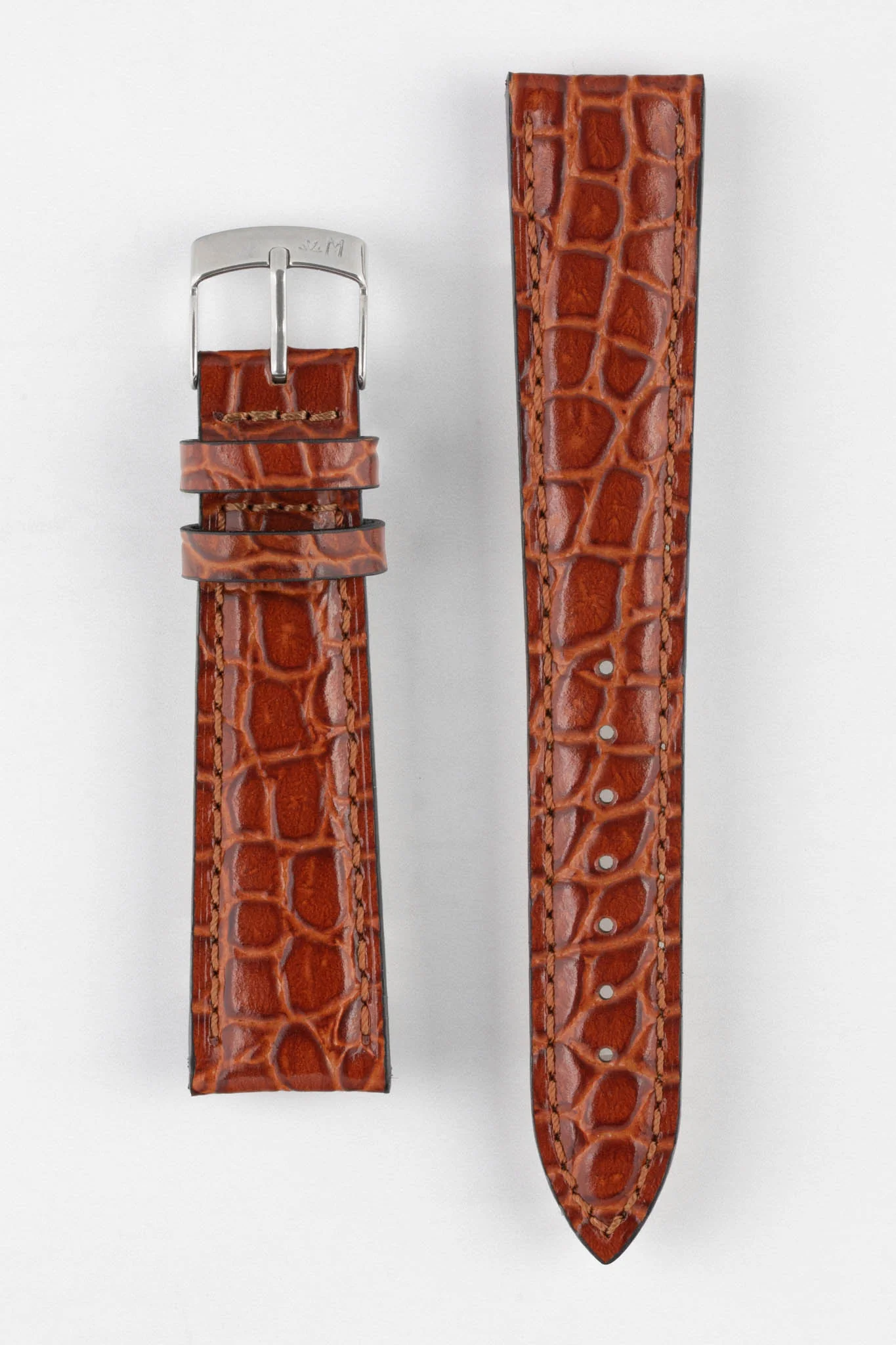 Morellato LIVERPOOL Crocodile-Embossed Calfskin Leather Performance Watch Strap in BROWN - Image 8