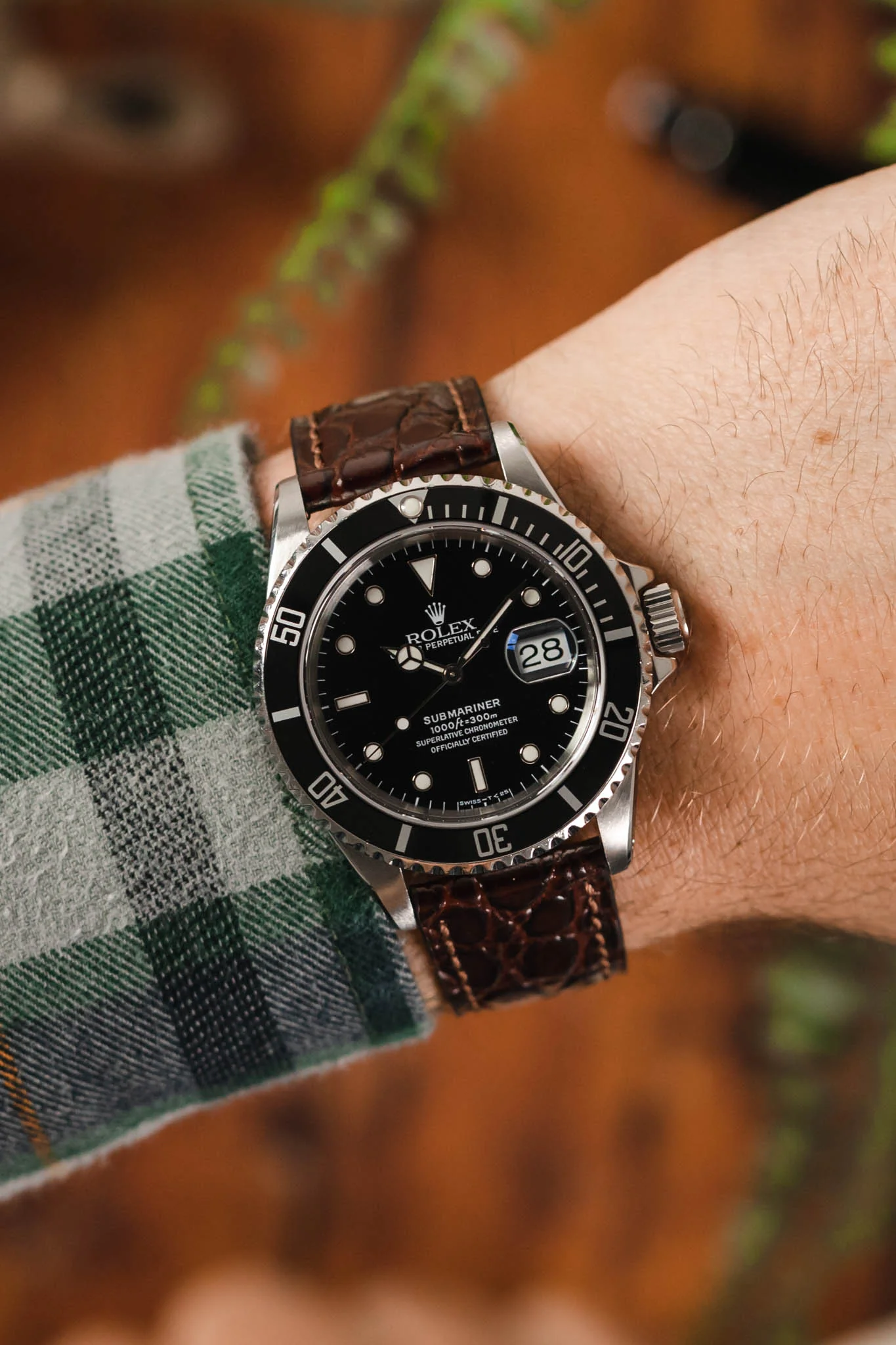 Morellato LIVERPOOL Crocodile-Embossed Calfskin Leather Performance Watch Strap in DARK BROWN - Image 2