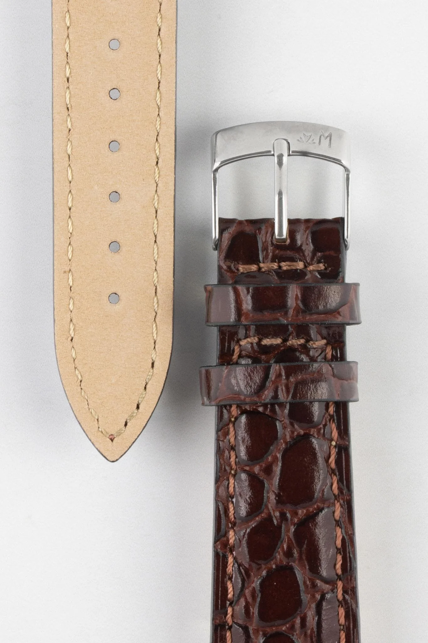 Morellato LIVERPOOL Crocodile-Embossed Calfskin Leather Performance Watch Strap in DARK BROWN - Image 3