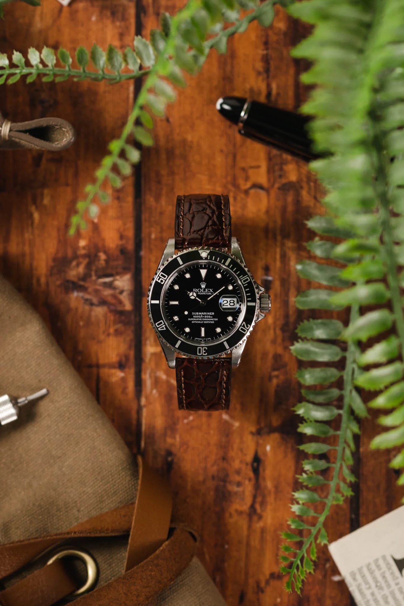 Morellato LIVERPOOL Crocodile-Embossed Calfskin Leather Performance Watch Strap in DARK BROWN - Image 4