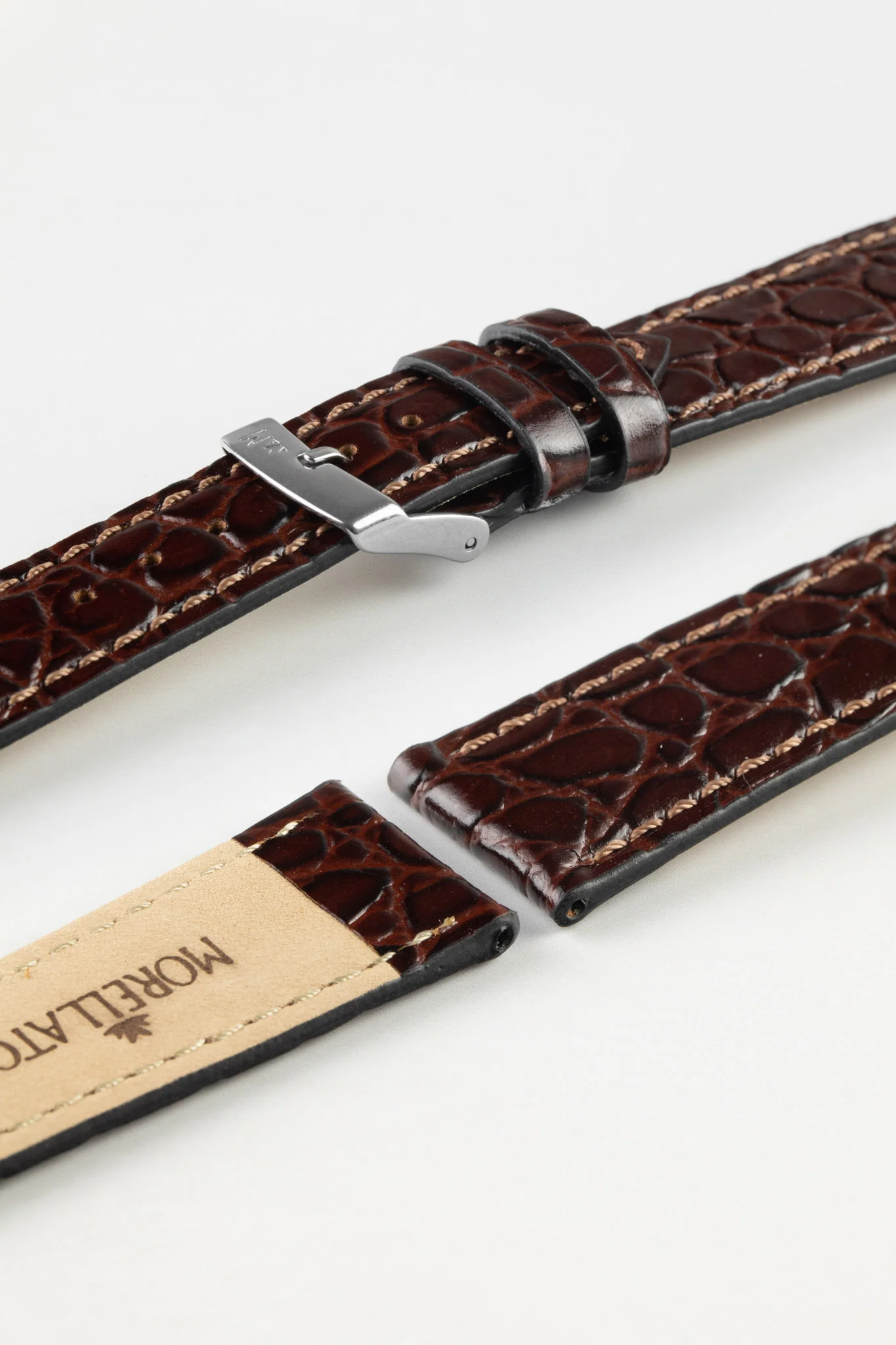 Morellato LIVERPOOL Crocodile-Embossed Calfskin Leather Performance Watch Strap in DARK BROWN - Image 7