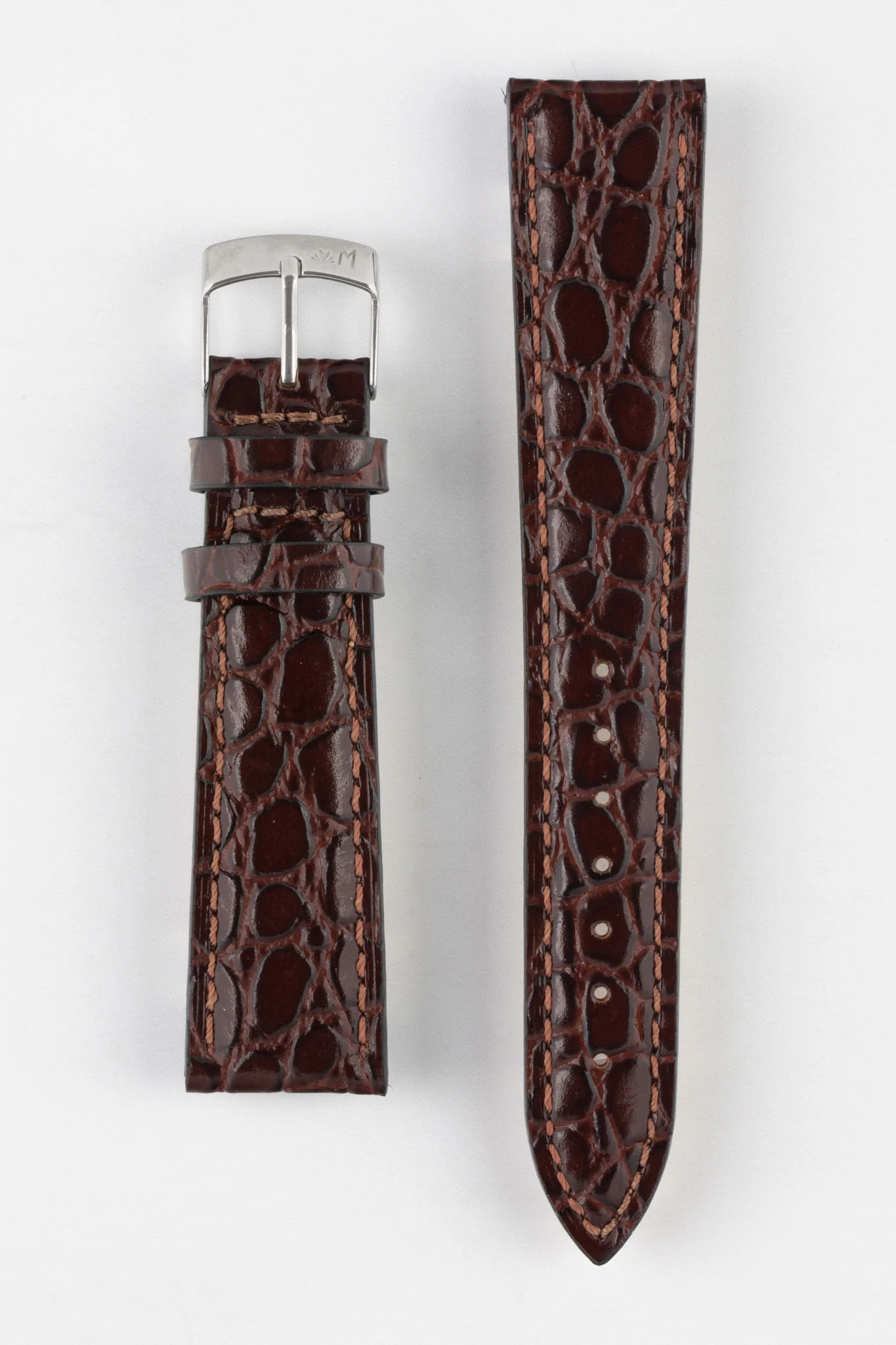Morellato LIVERPOOL Crocodile-Embossed Calfskin Leather Performance Watch Strap in DARK BROWN - Image 8