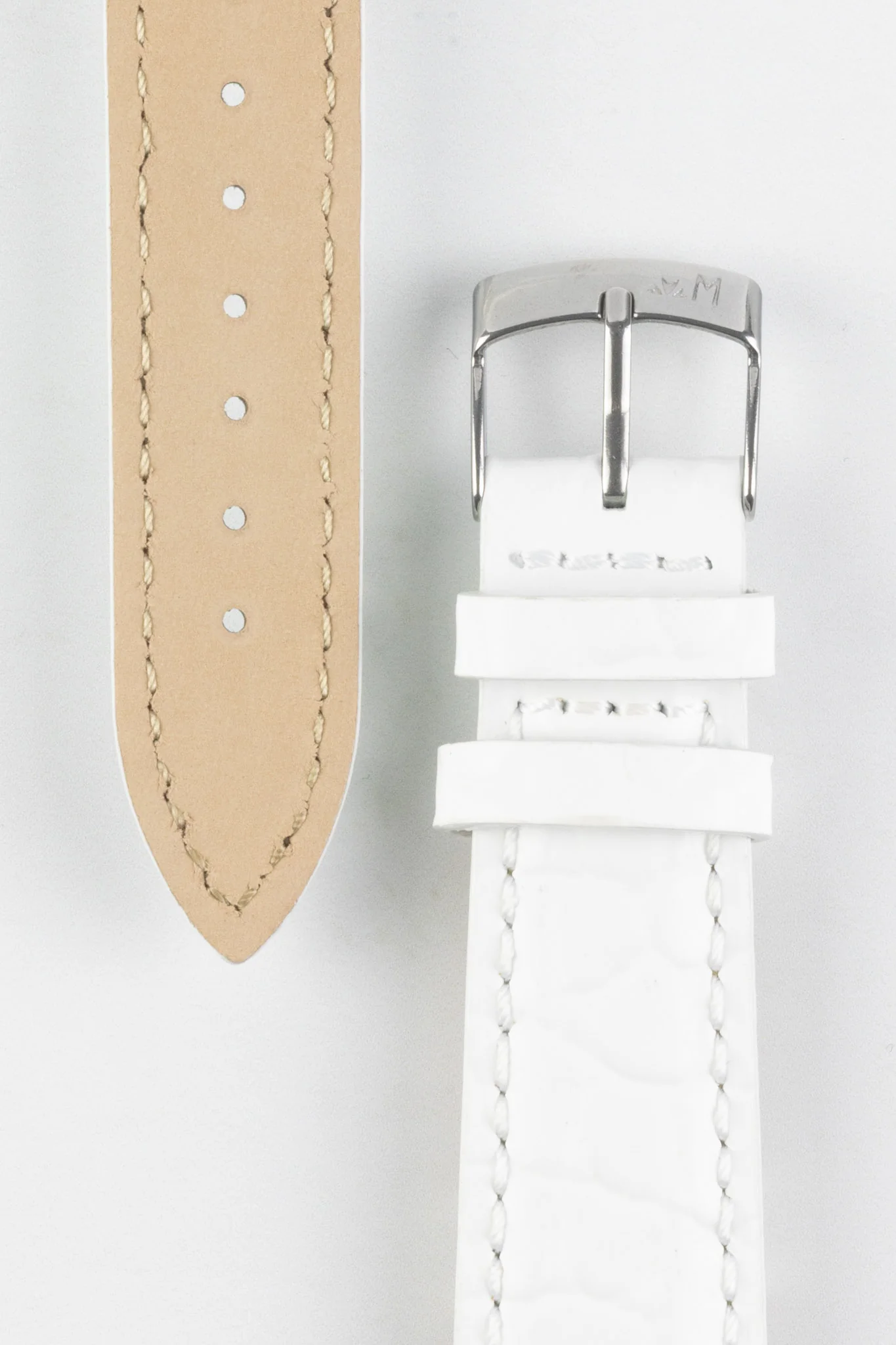 Morellato LIVERPOOL Crocodile-Embossed Calfskin Leather Performance Watch Strap in WHITE - Image 2