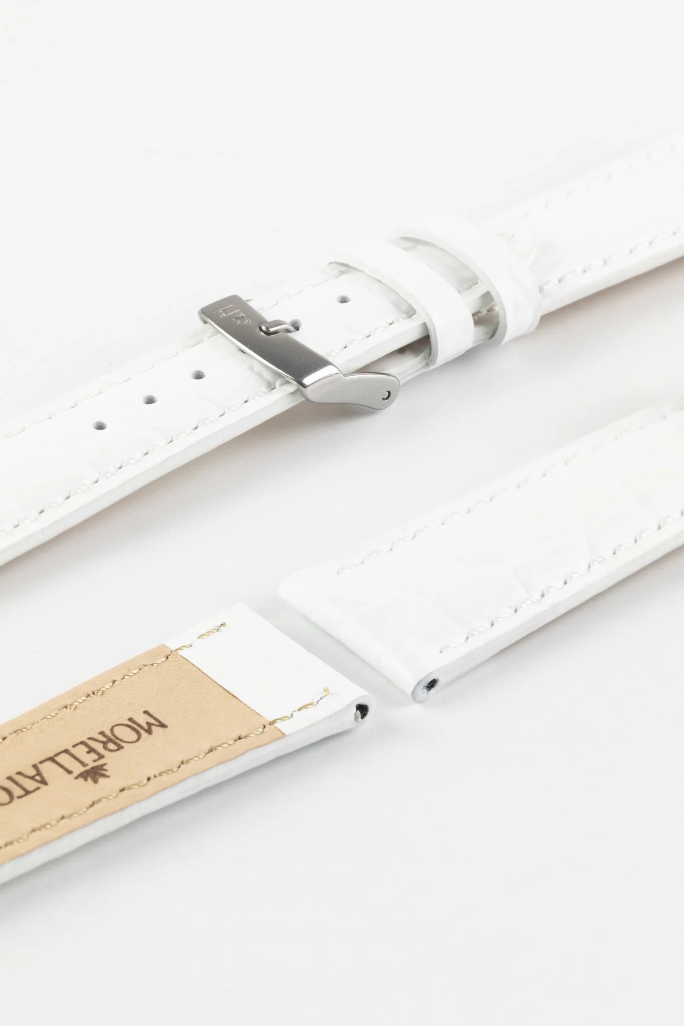 Morellato LIVERPOOL Crocodile-Embossed Calfskin Leather Performance Watch Strap in WHITE - Image 4
