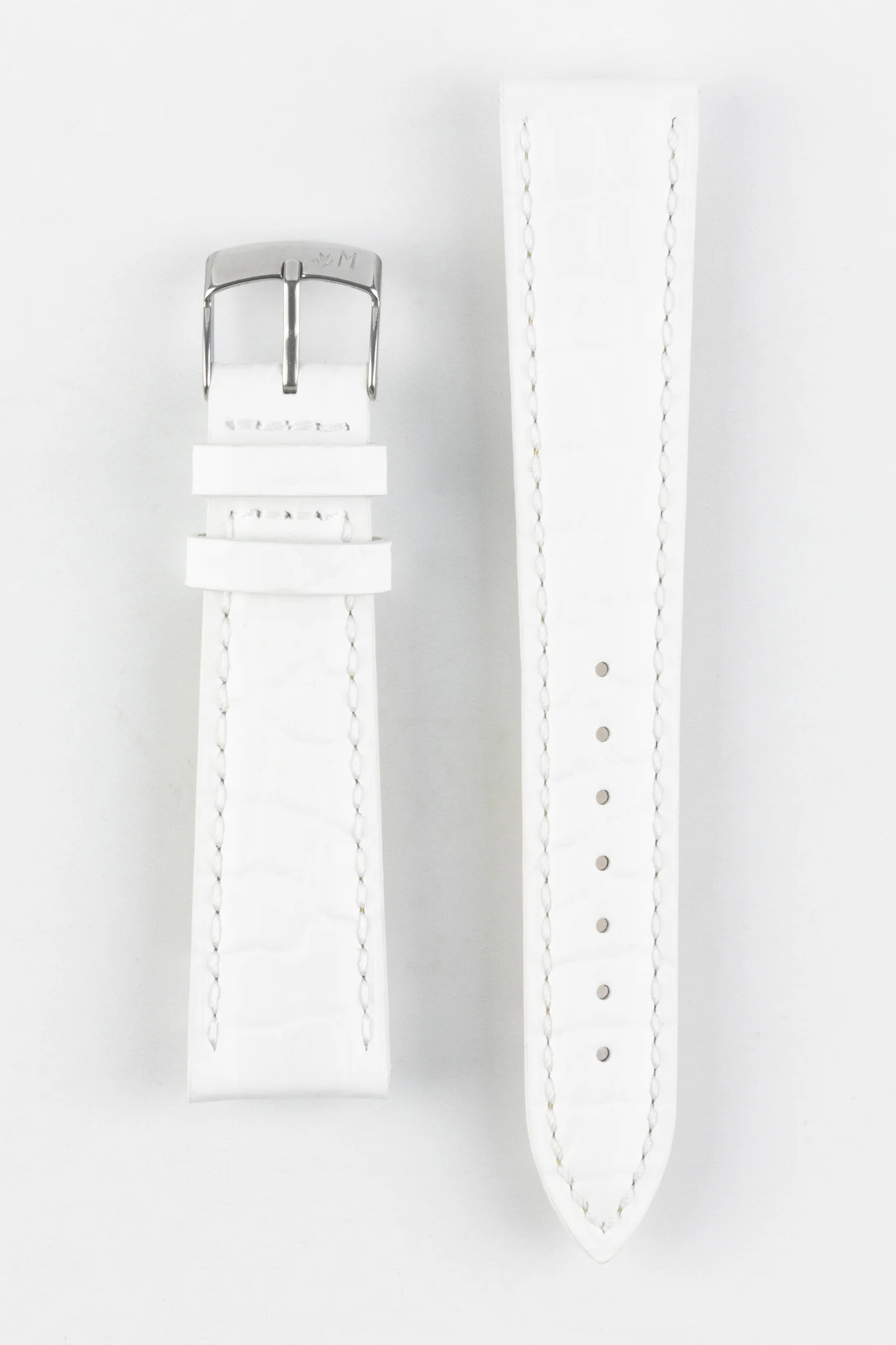 Morellato LIVERPOOL Crocodile-Embossed Calfskin Leather Performance Watch Strap in WHITE - Image 5
