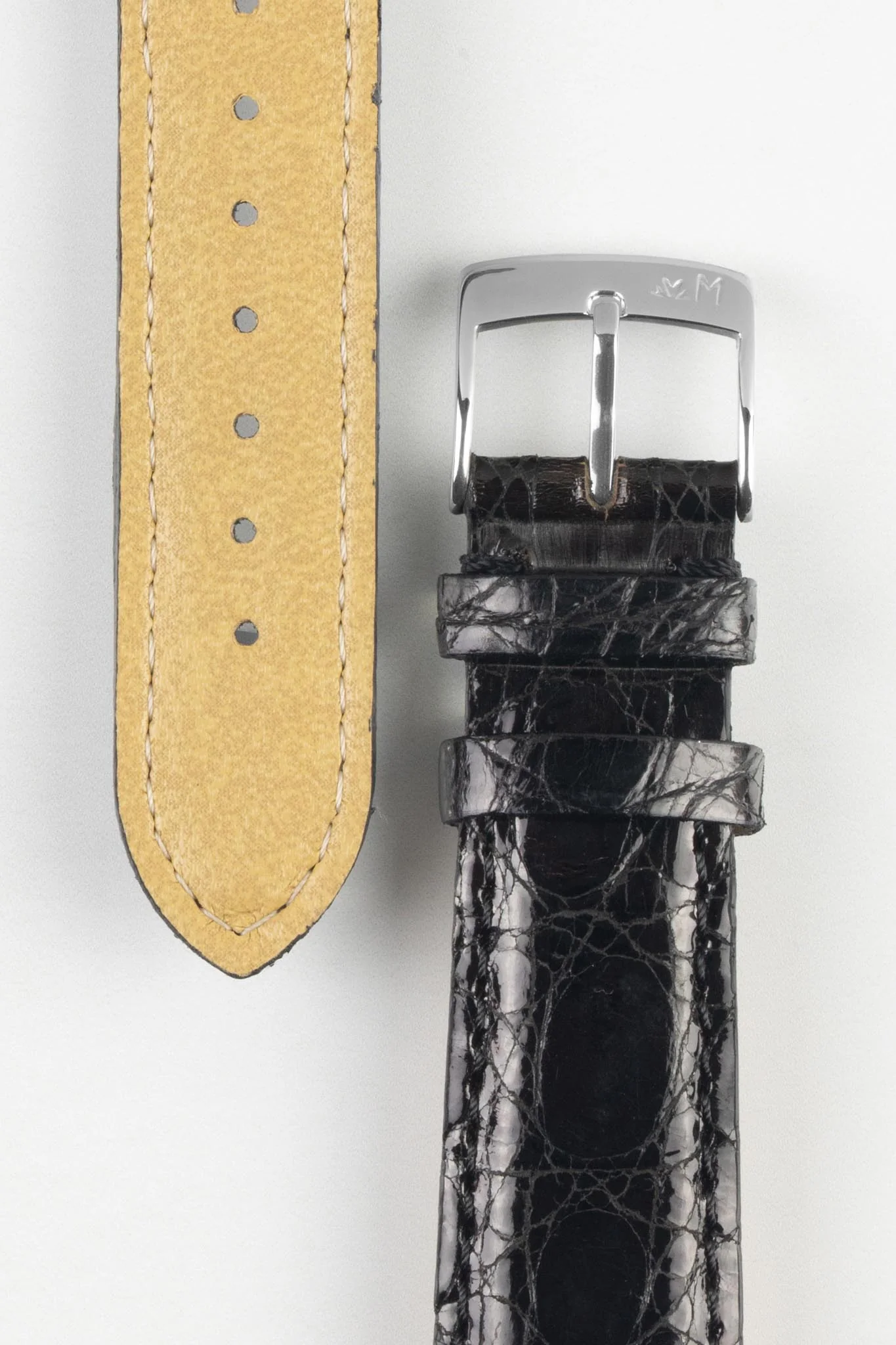 Morellato MOMBASA Genuine Crocodile Watch Strap in BLACK - Image 3