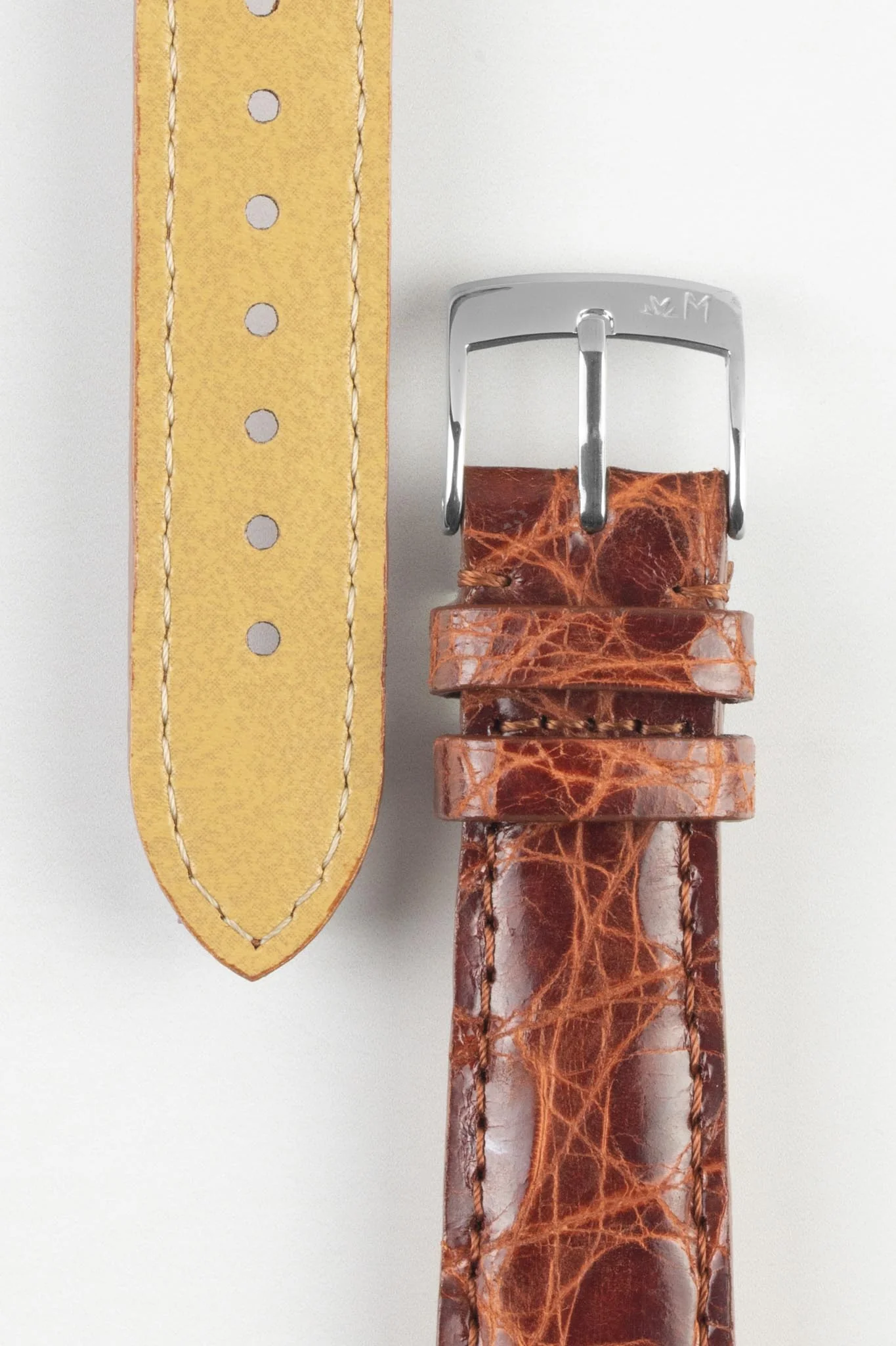 Morellato MOMBASA Genuine Crocodile Watch Strap in GOLD BROWN - Image 3