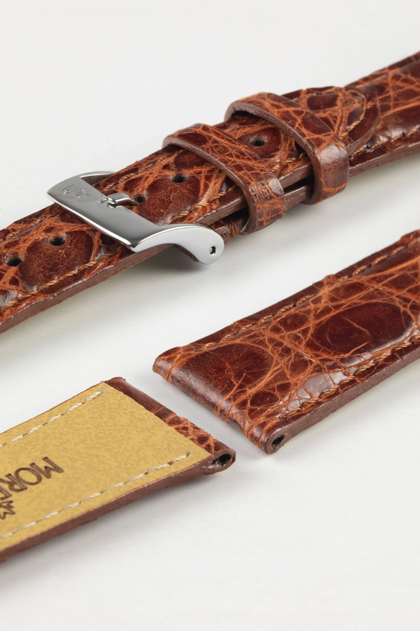 Morellato MOMBASA Genuine Crocodile Watch Strap in GOLD BROWN - Image 7