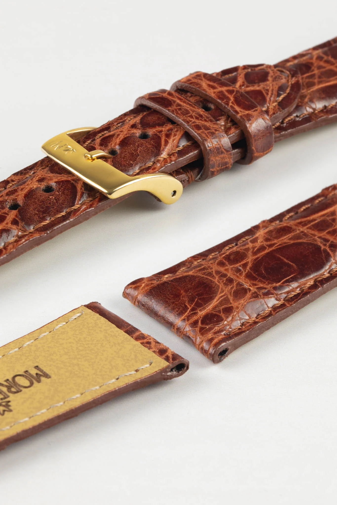 Morellato MOMBASA Genuine Crocodile Watch Strap in GOLD BROWN - Image 8