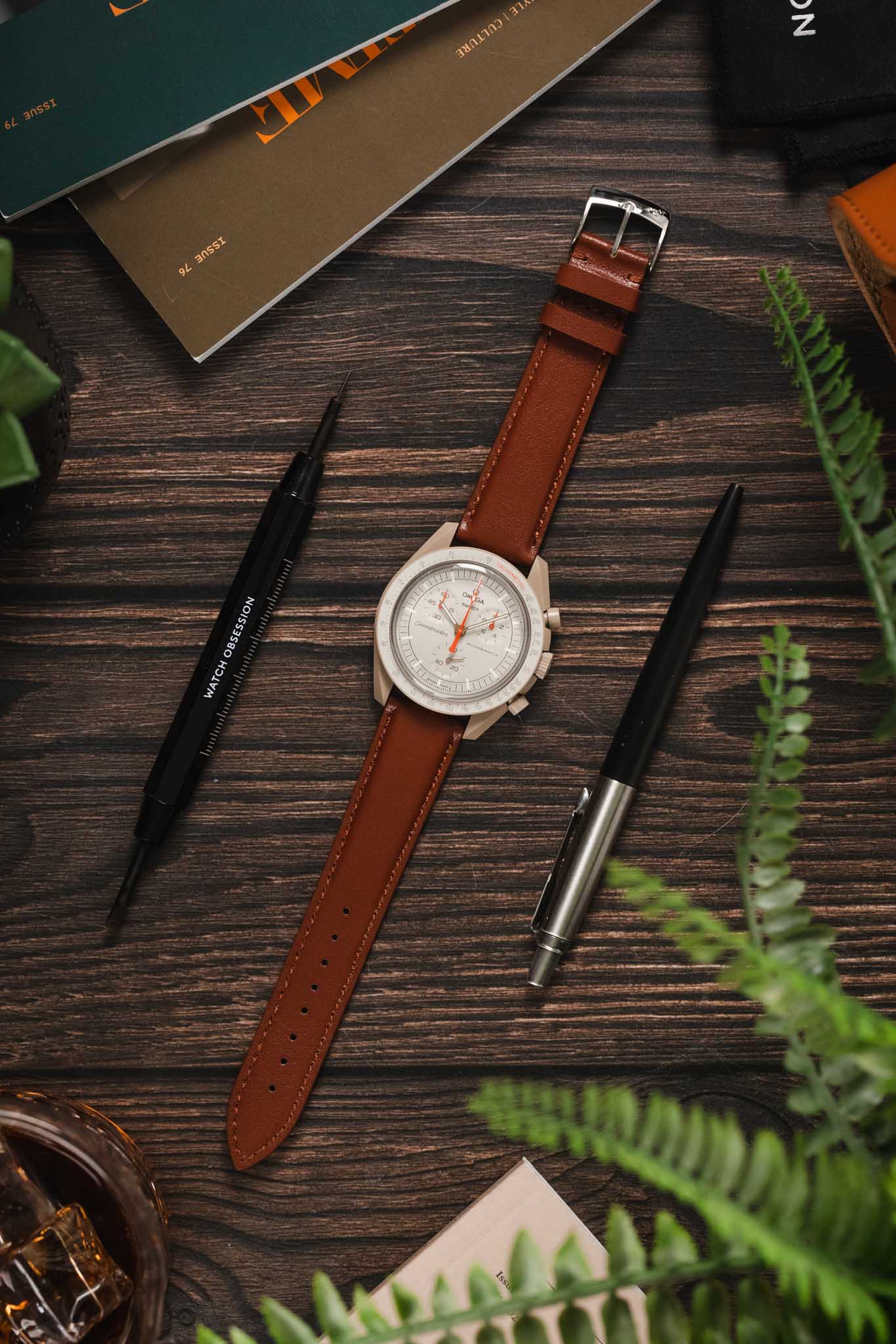 Morellato NAXOS Recycled Leather-Fibre Watch Strap in GOLD BROWN - Image 6