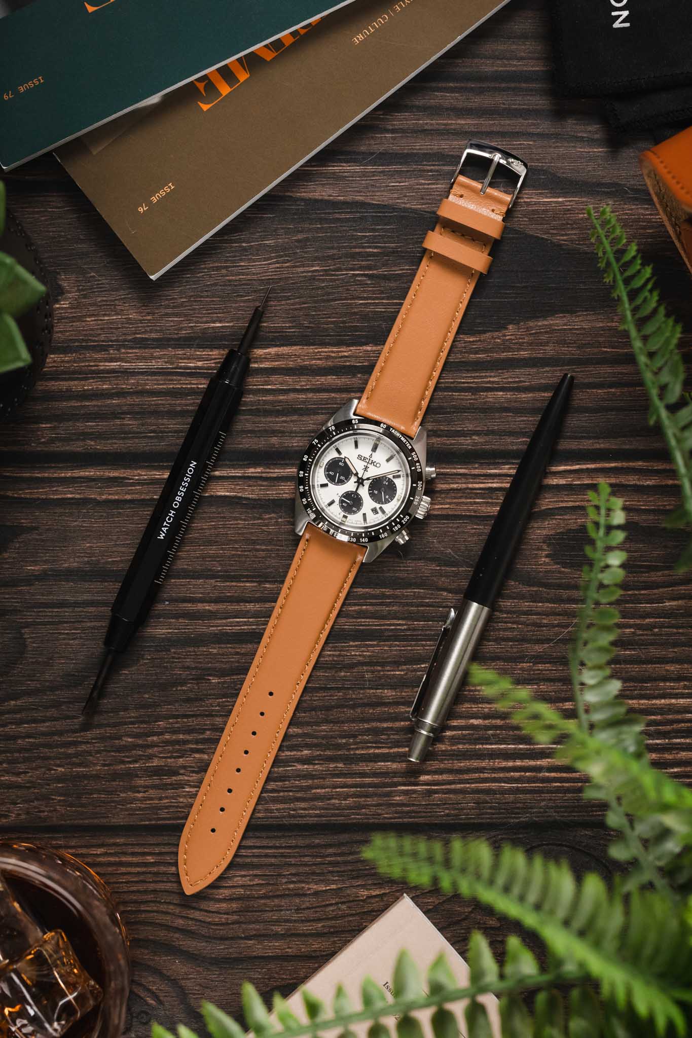 Morellato NAXOS Recycled Leather-Fibre Watch Strap in HONEY - Image 6