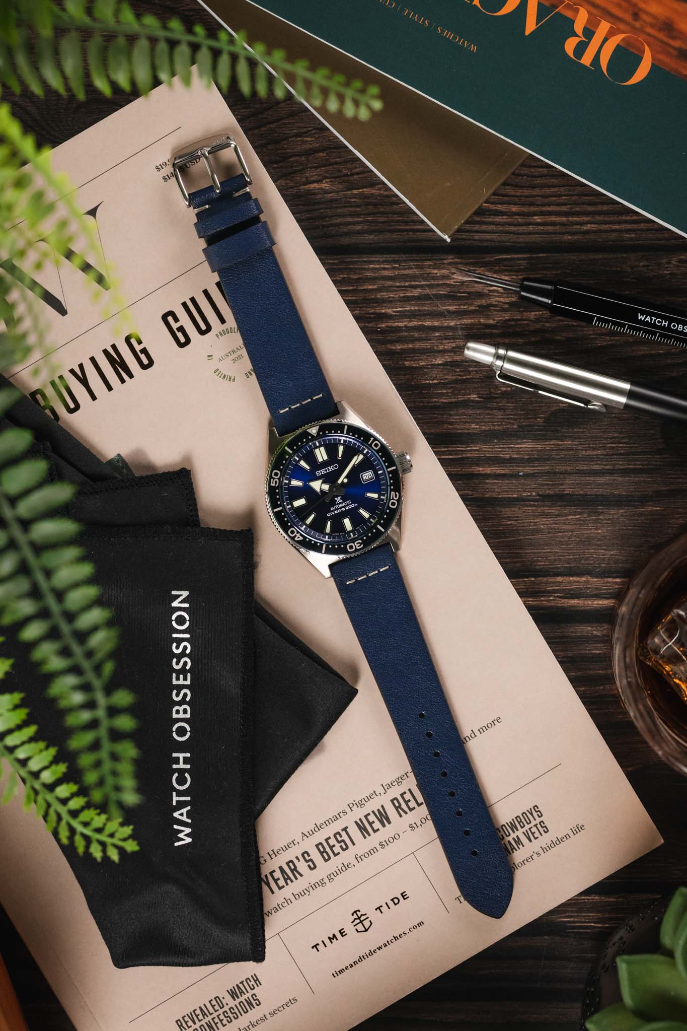 Morellato PAROS Recycled Leather-Fibre Watch Strap in BLUE - Image 6