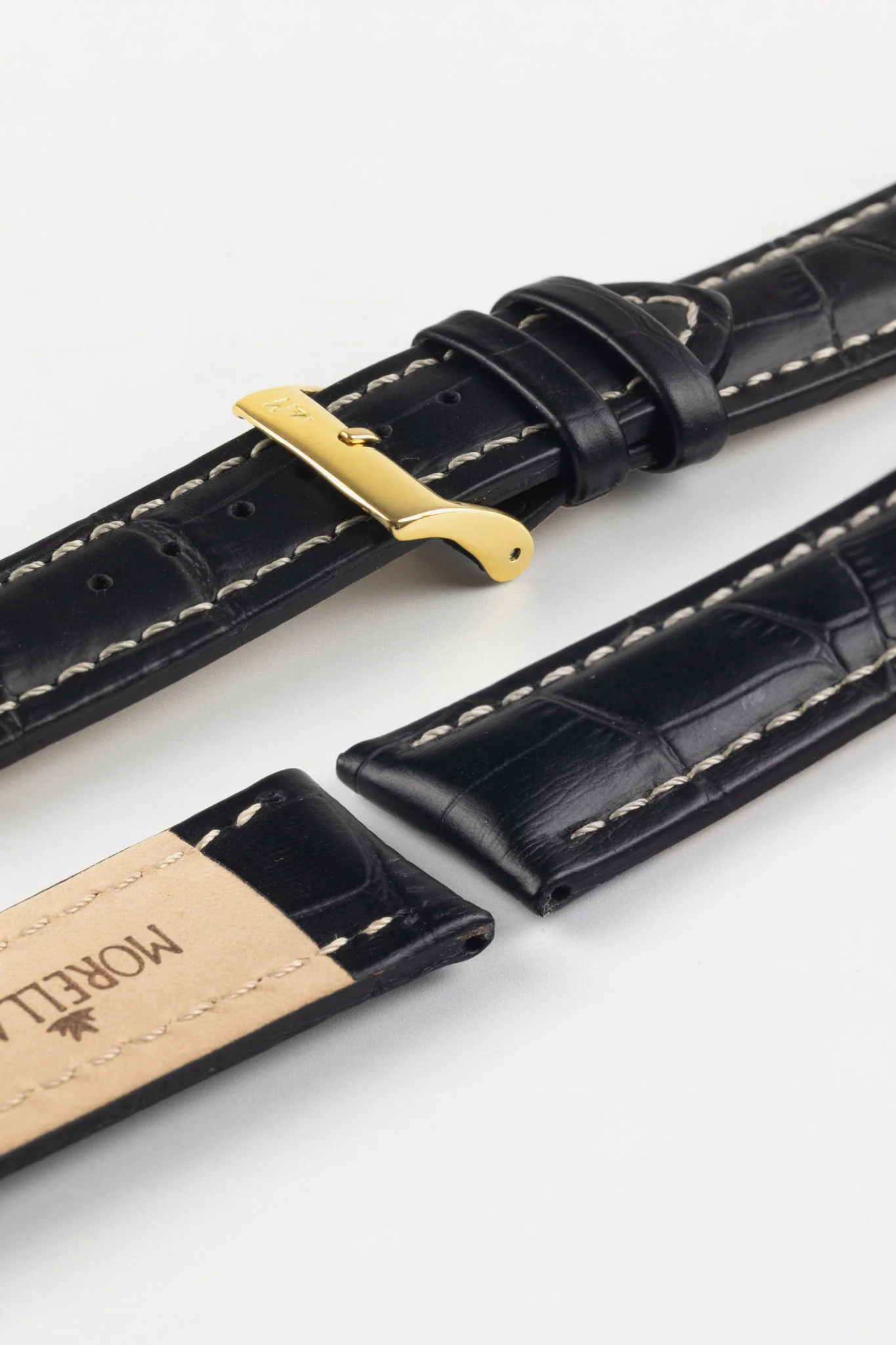 Morellato PLUS Alligator-Embossed Calfskin Leather Watch Strap in BLACK - Image 8