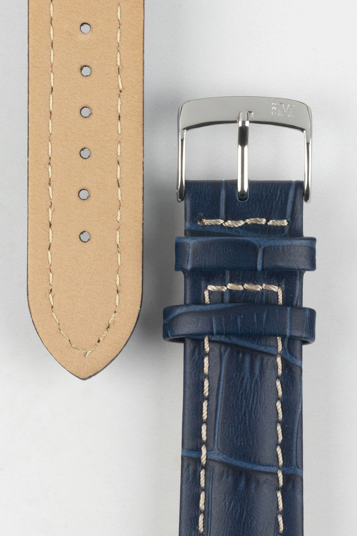 Morellato PLUS Alligator-Embossed Calfskin Leather Watch Strap in BLUE - Image 3