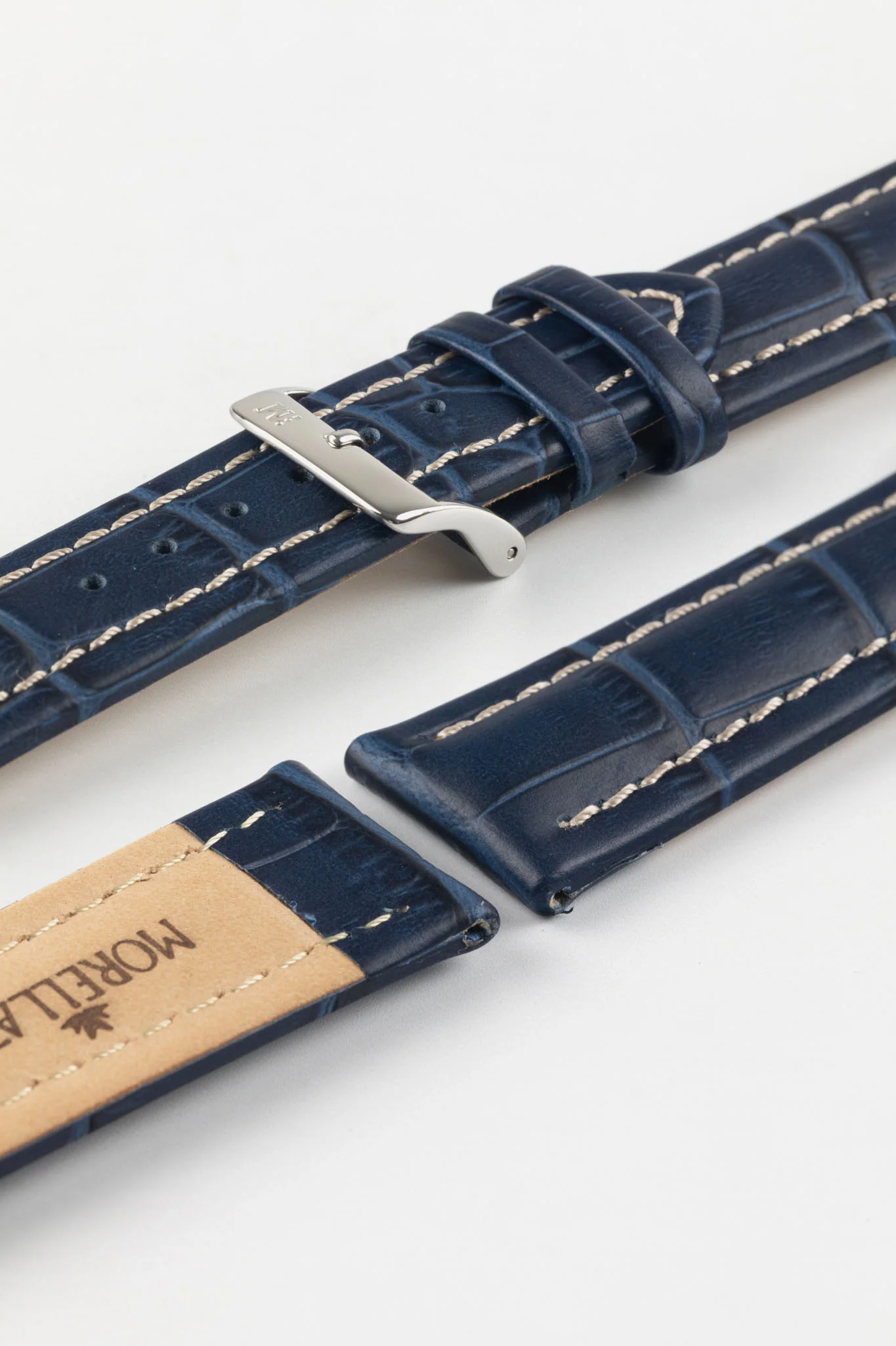 Morellato PLUS Alligator-Embossed Calfskin Leather Watch Strap in BLUE - Image 7