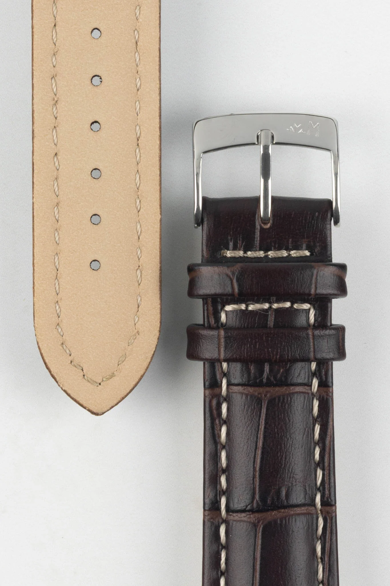 Morellato PLUS Alligator-Embossed Calfskin Leather Watch Strap in BROWN - Image 3