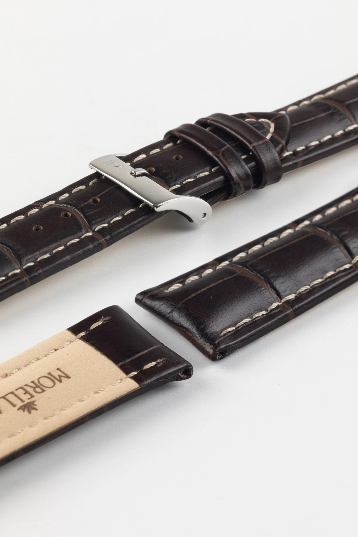 Morellato PLUS Alligator-Embossed Calfskin Leather Watch Strap in BROWN - Image 7