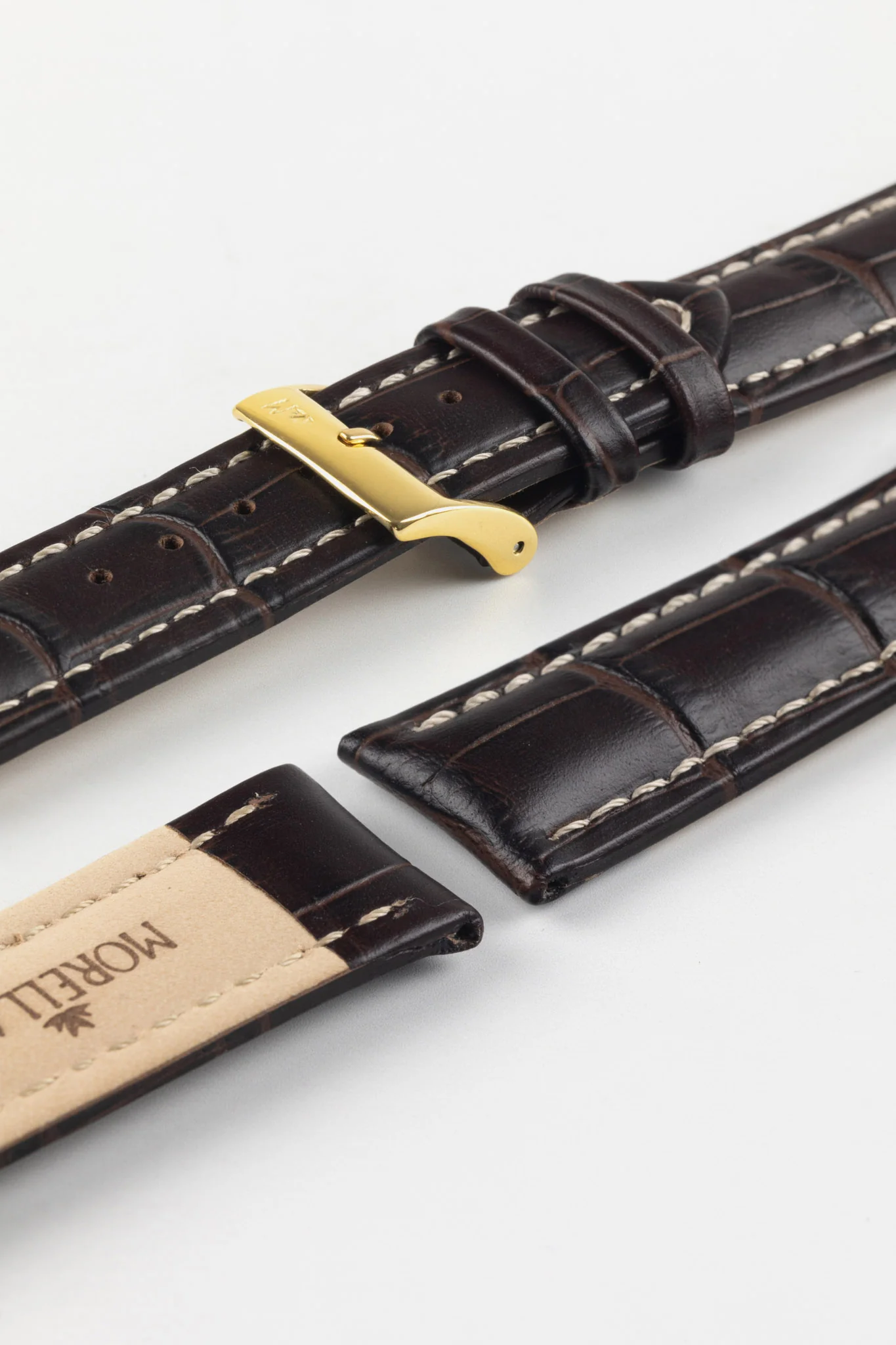 Morellato PLUS Alligator-Embossed Calfskin Leather Watch Strap in BROWN - Image 8