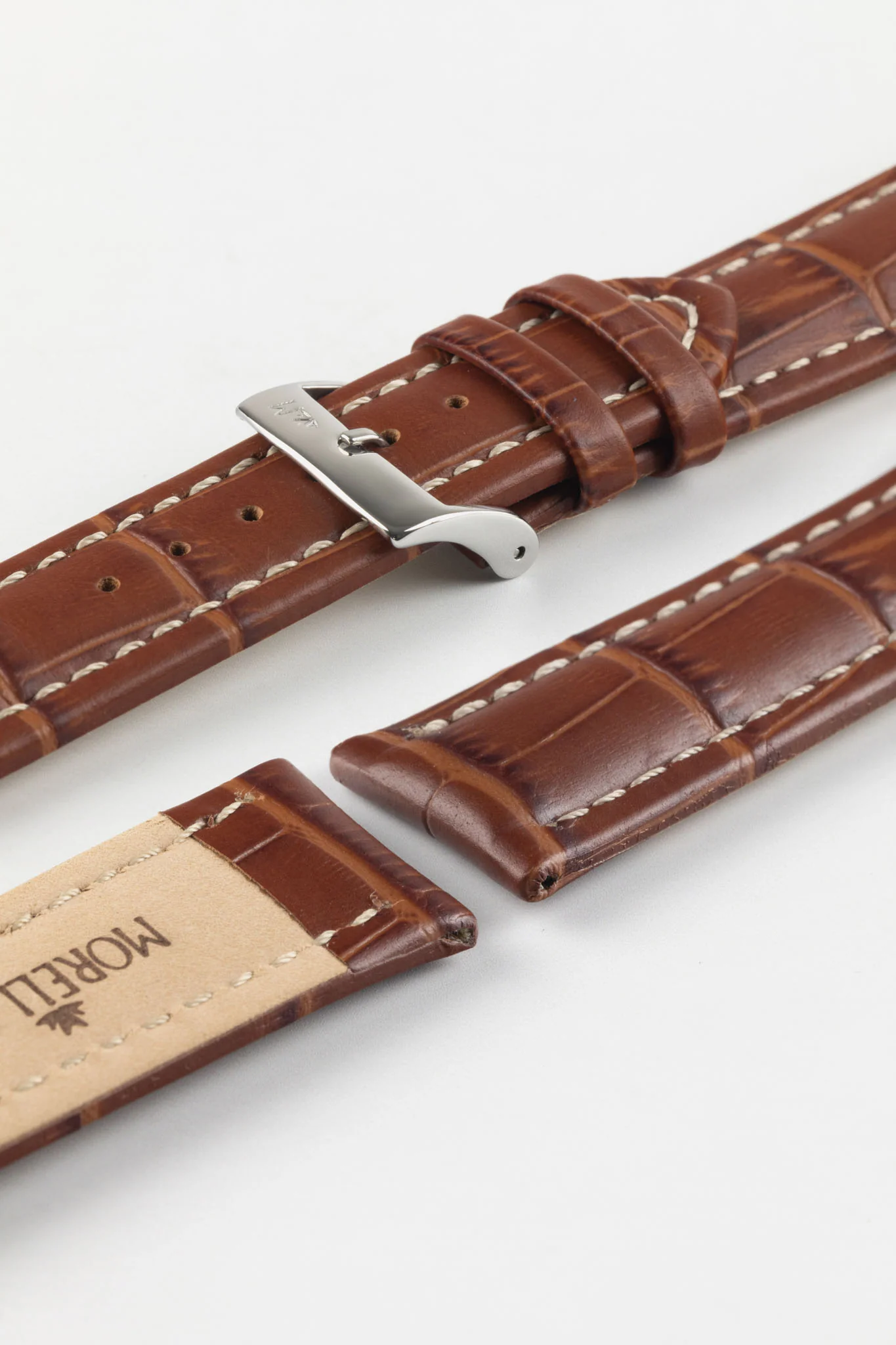 Morellato PLUS Alligator-Embossed Calfskin Leather Watch Strap in GOLD BROWN - Image 7