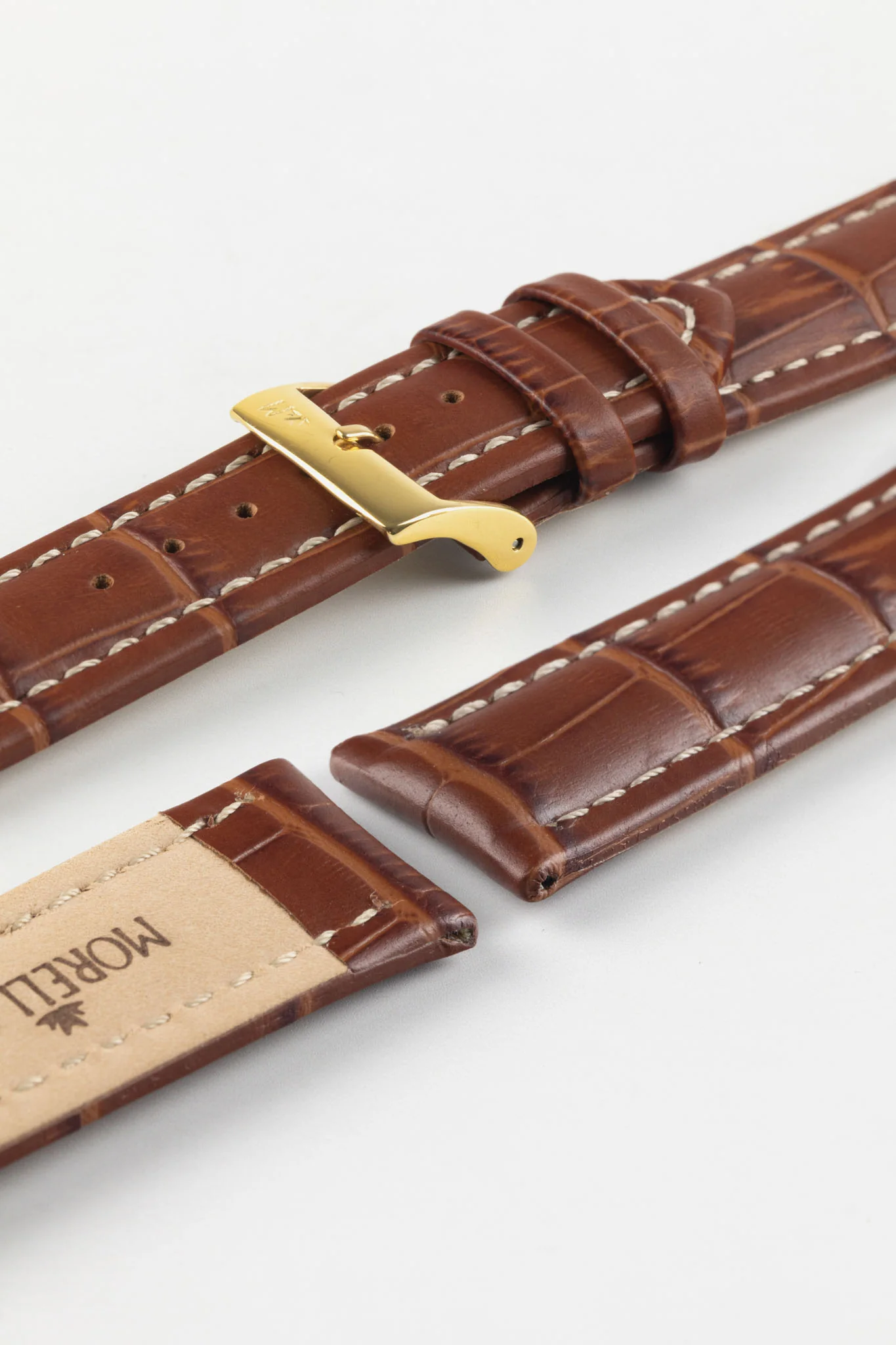 Morellato PLUS Alligator-Embossed Calfskin Leather Watch Strap in GOLD BROWN - Image 8