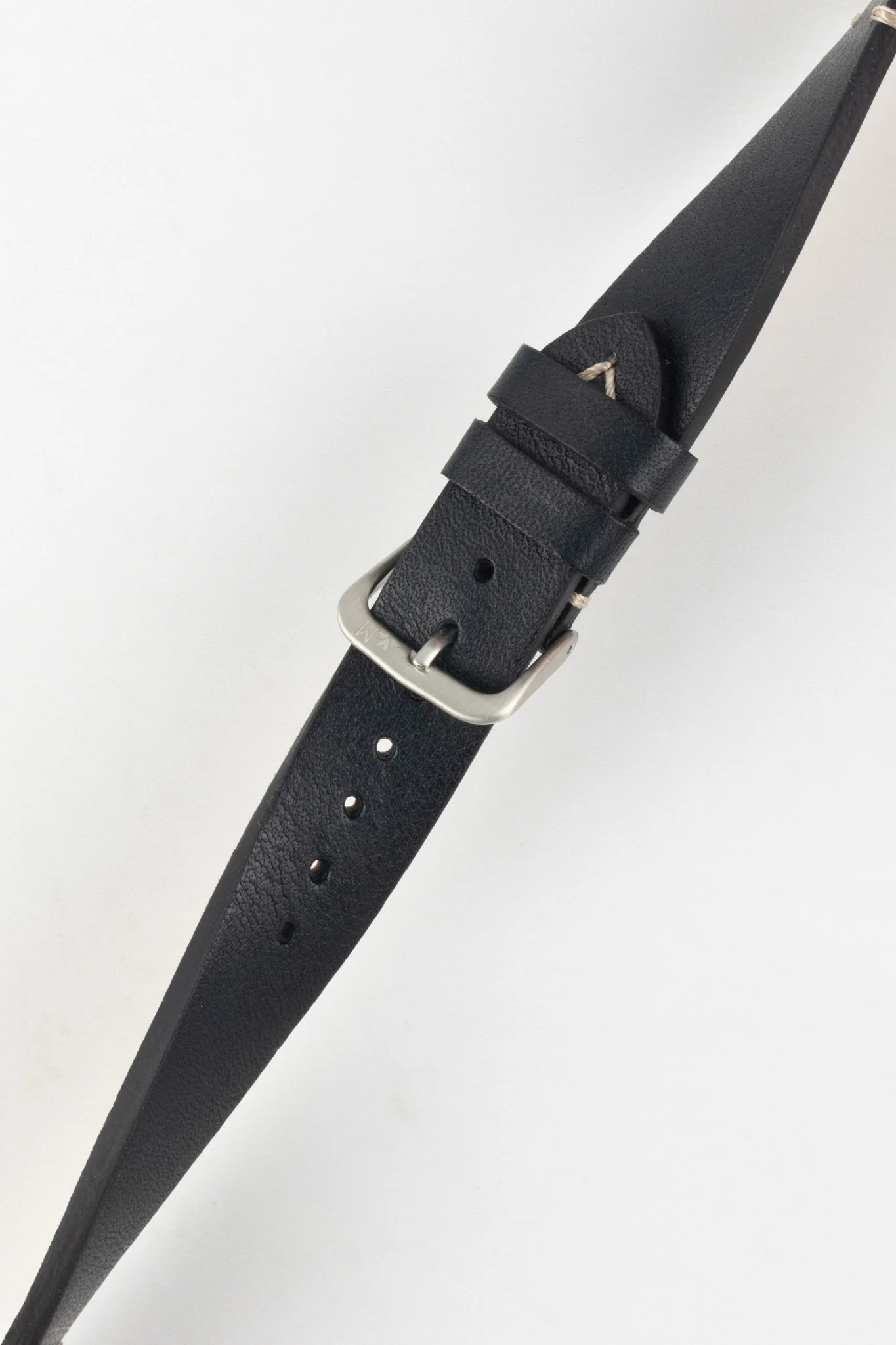 Morellato POLLOCK Vintage Lug-Stitched Calfskin Leather Watch Strap in BLACK - Image 5