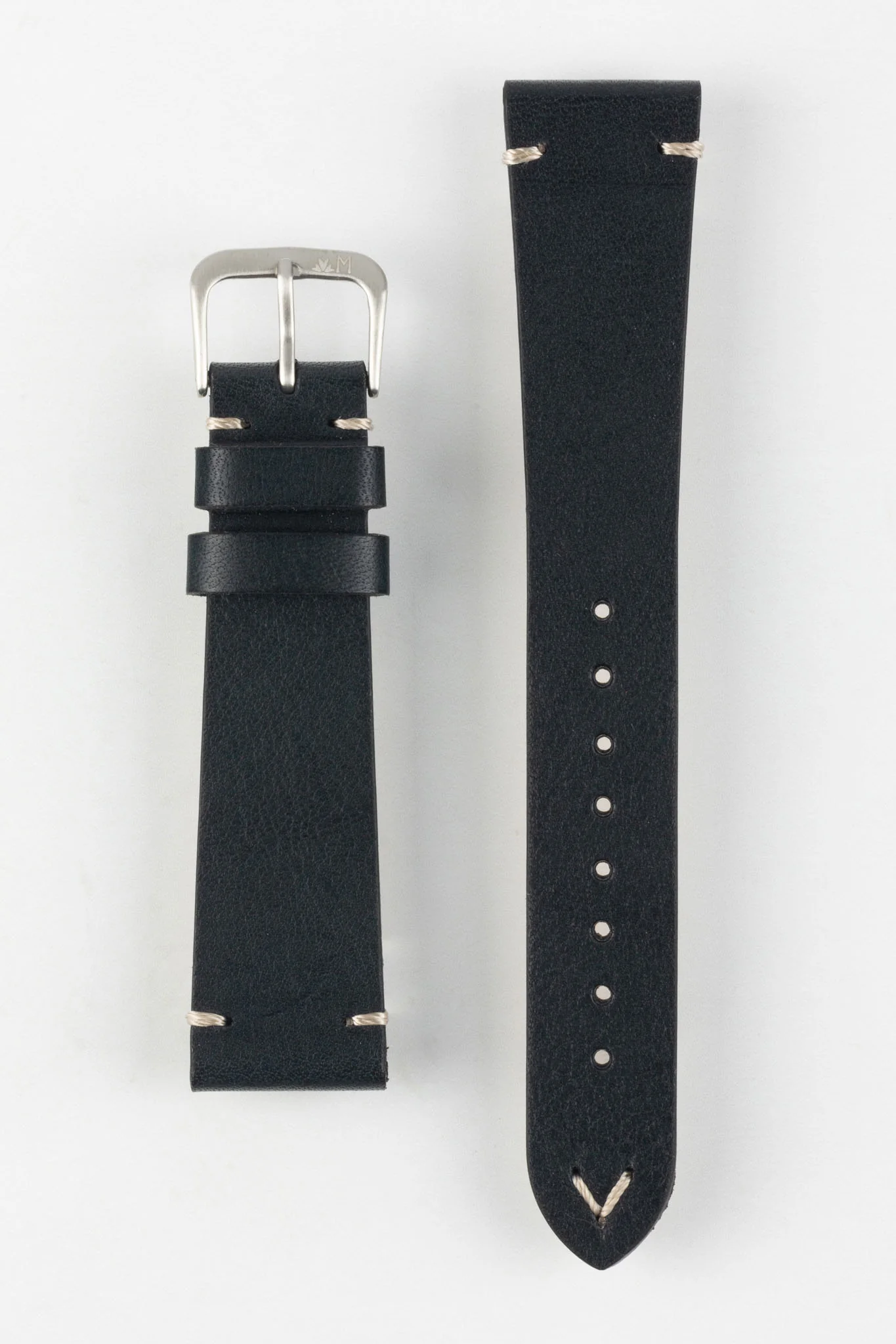 Morellato POLLOCK Vintage Lug-Stitched Calfskin Leather Watch Strap in BLACK - Image 9