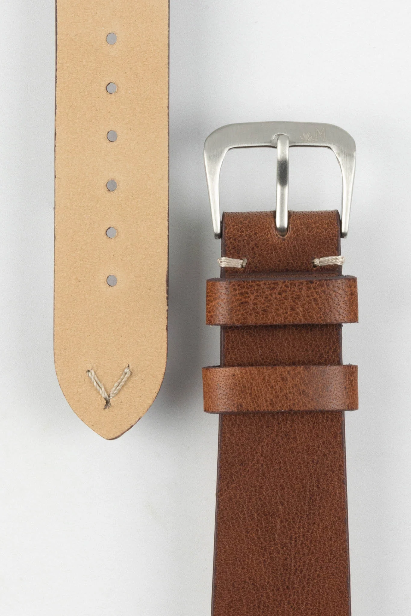 Morellato POLLOCK Vintage Lug-Stitched Calfskin Leather Watch Strap in BROWN - Image 3