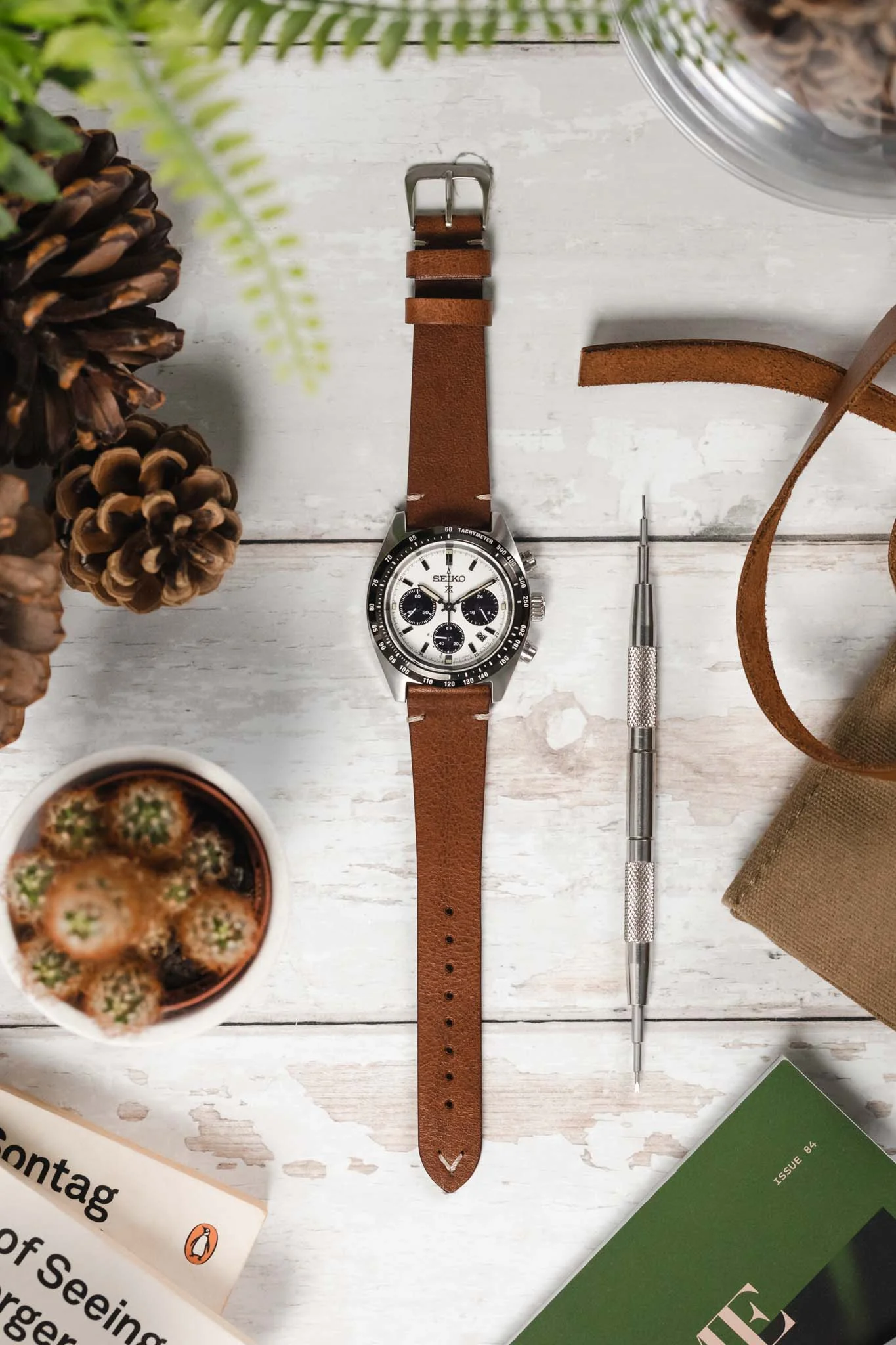 Morellato POLLOCK Vintage Lug-Stitched Calfskin Leather Watch Strap in BROWN - Image 8