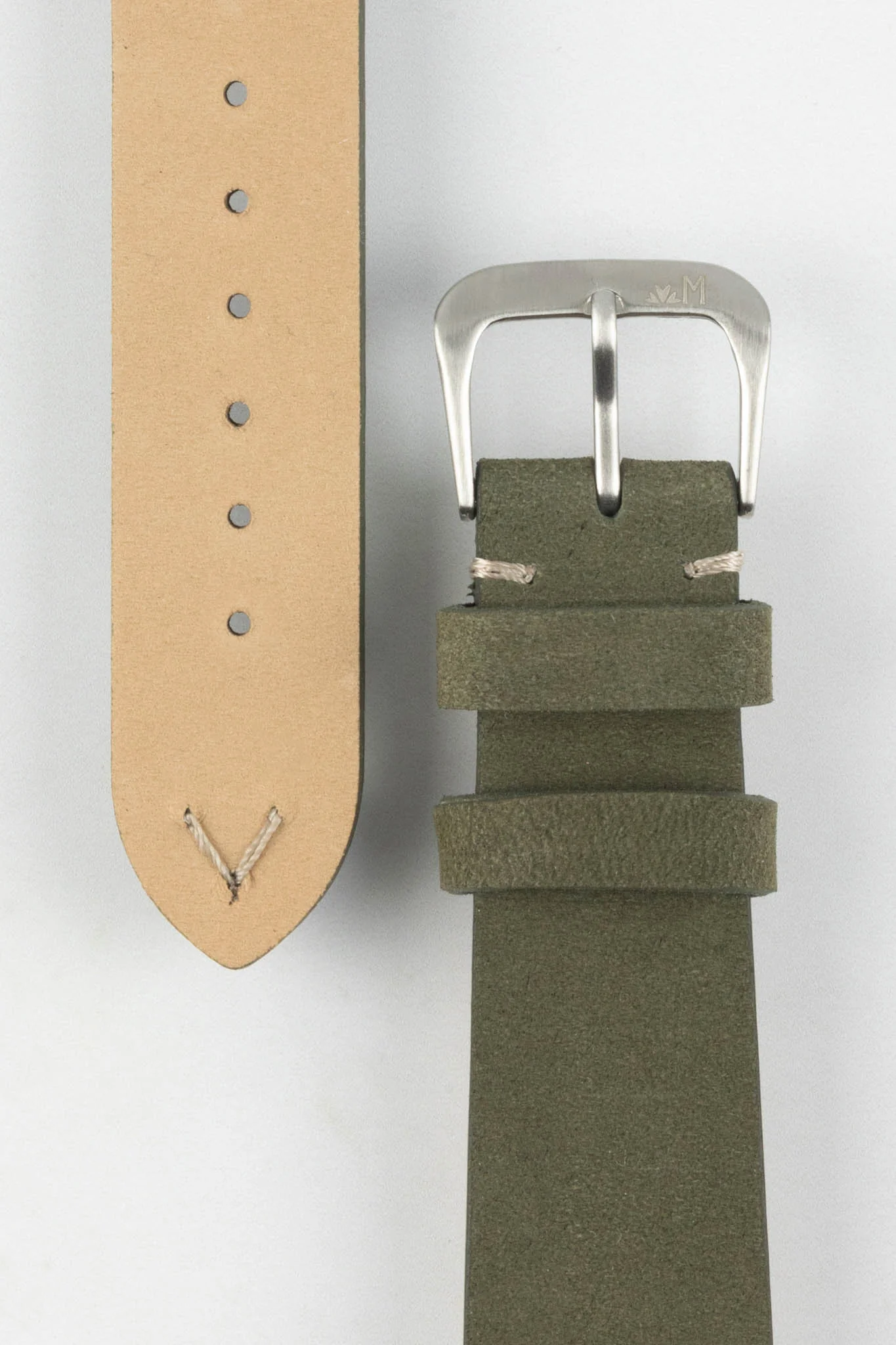 Morellato POLLOCK Vintage Lug-Stitched Calfskin Leather Watch Strap in GREEN - Image 3