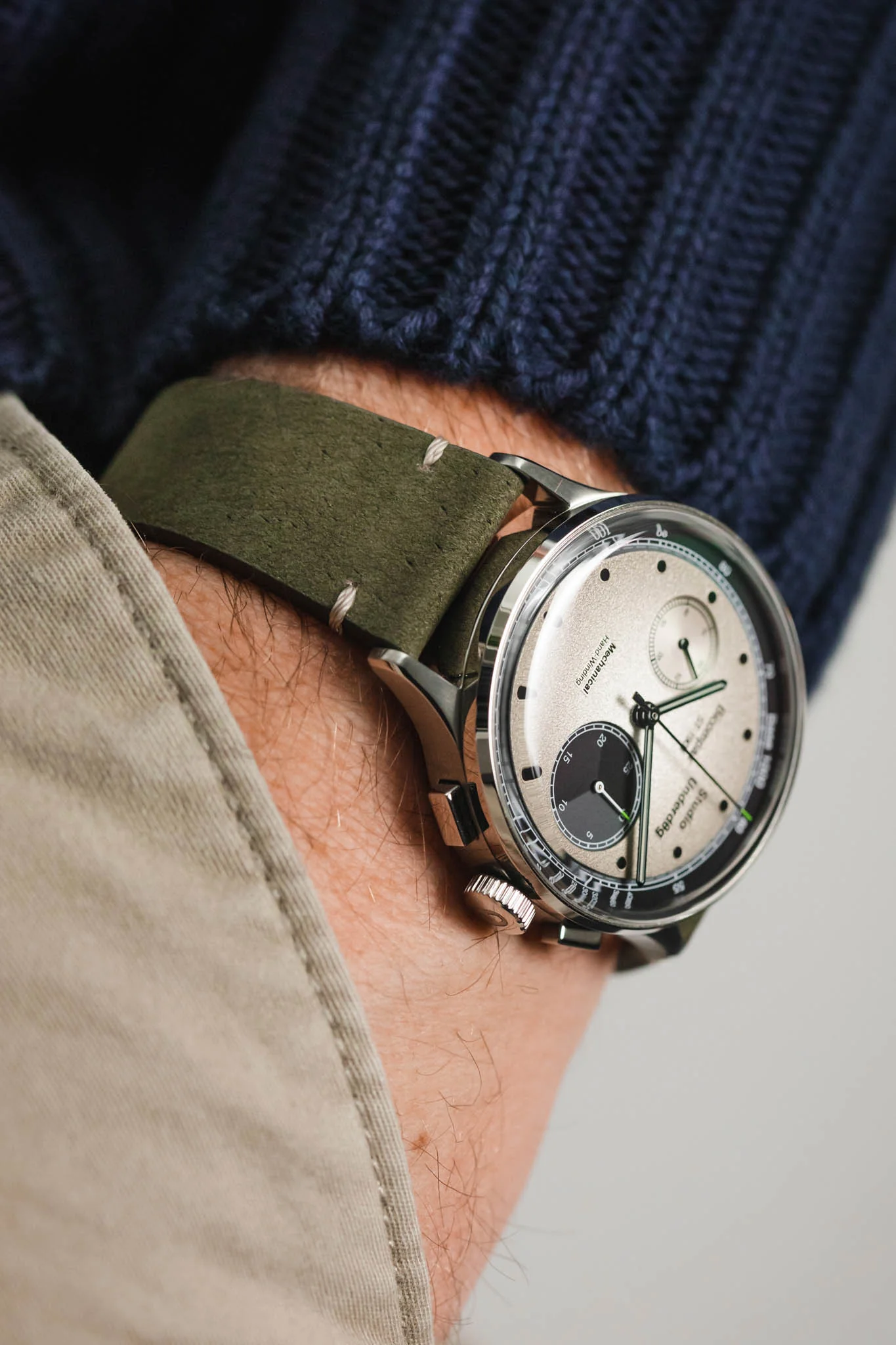 Morellato POLLOCK Vintage Lug-Stitched Calfskin Leather Watch Strap in GREEN - Image 6