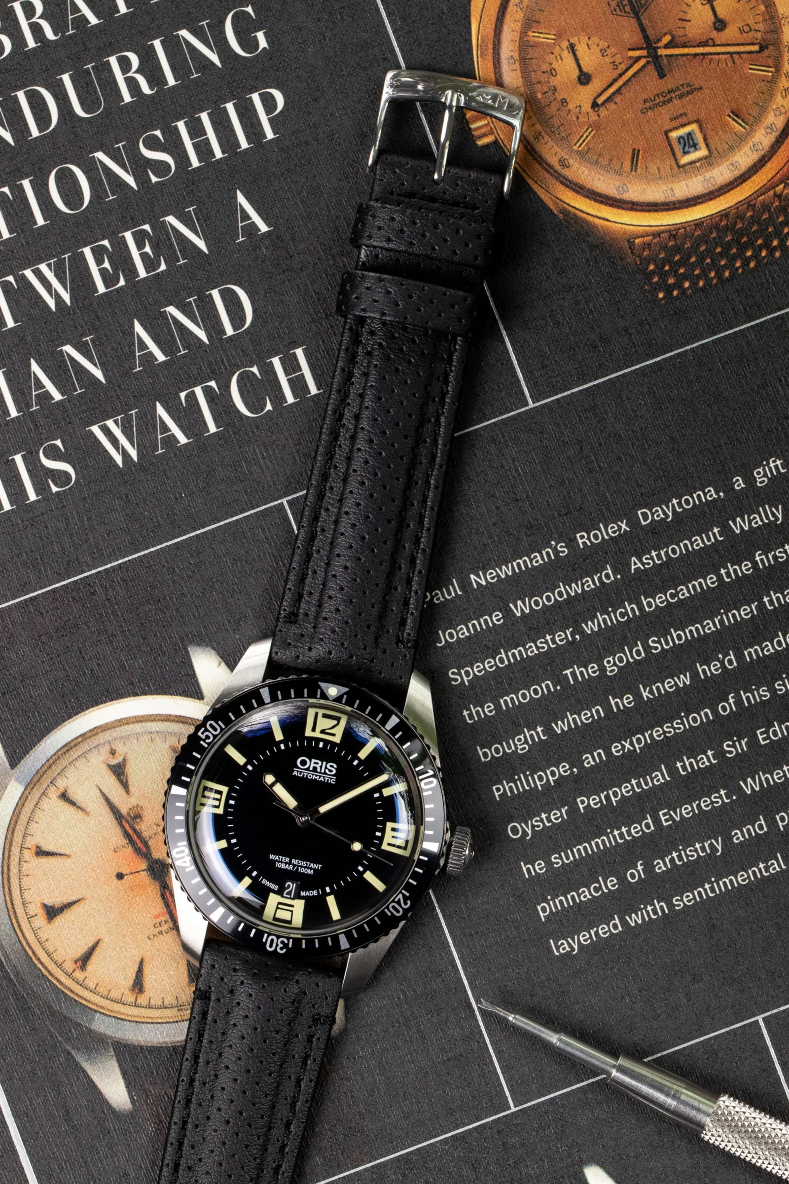 Morellato RACE Motorsport Microfibre Watch Strap in BLACK with BLACK Stitch - Image 2