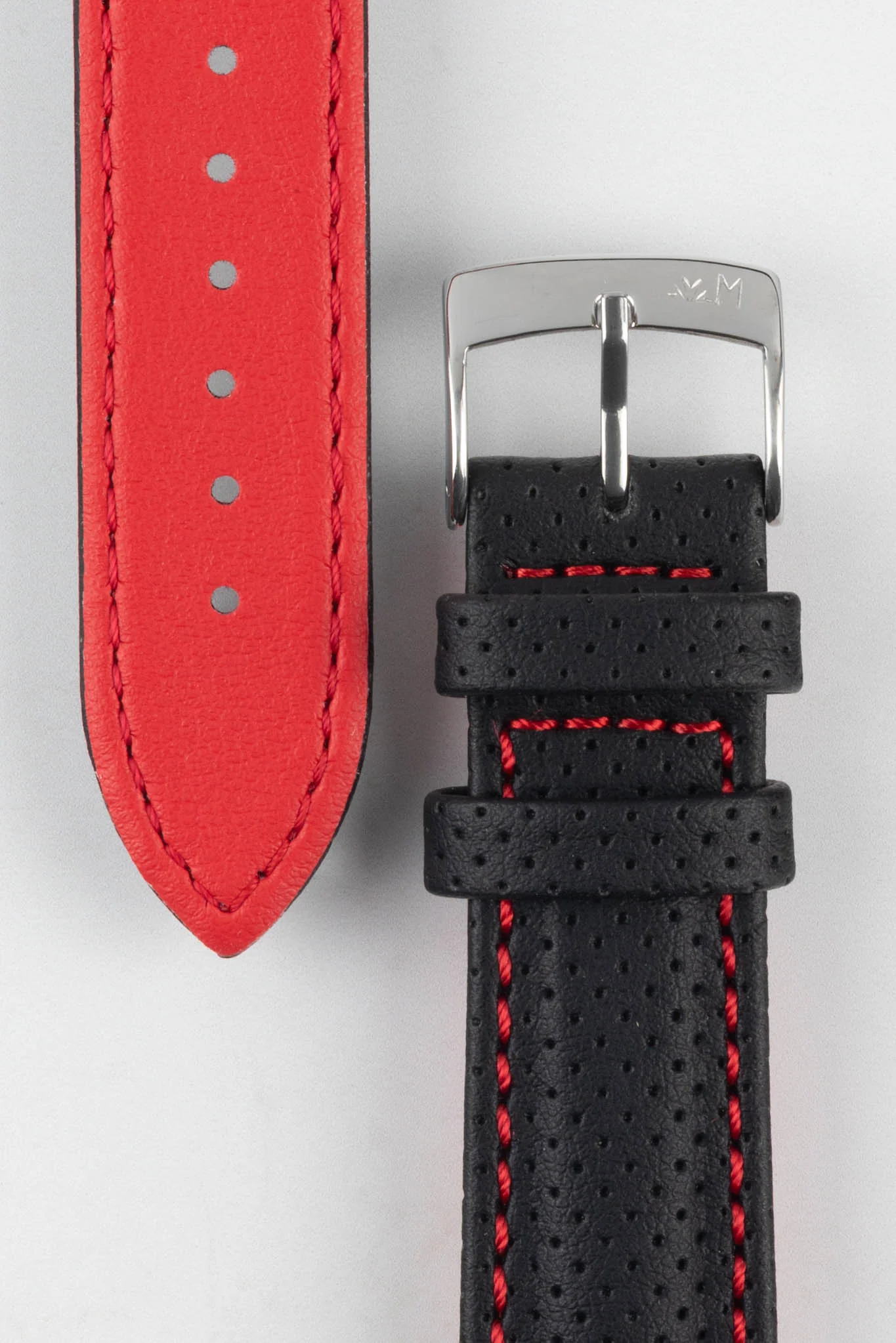 Morellato RACE Motorsport Microfibre Watch Strap in BLACK with RED Stitch - Image 3
