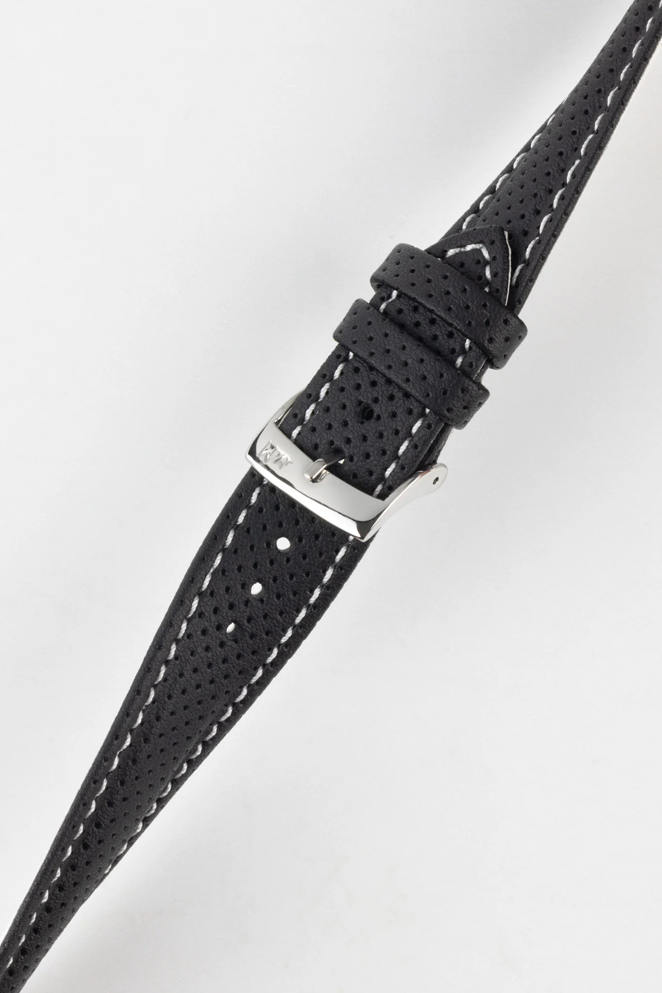 Morellato RACE Motorsport Microfibre Watch Strap in BLACK with WHITE Stitch - Image 4