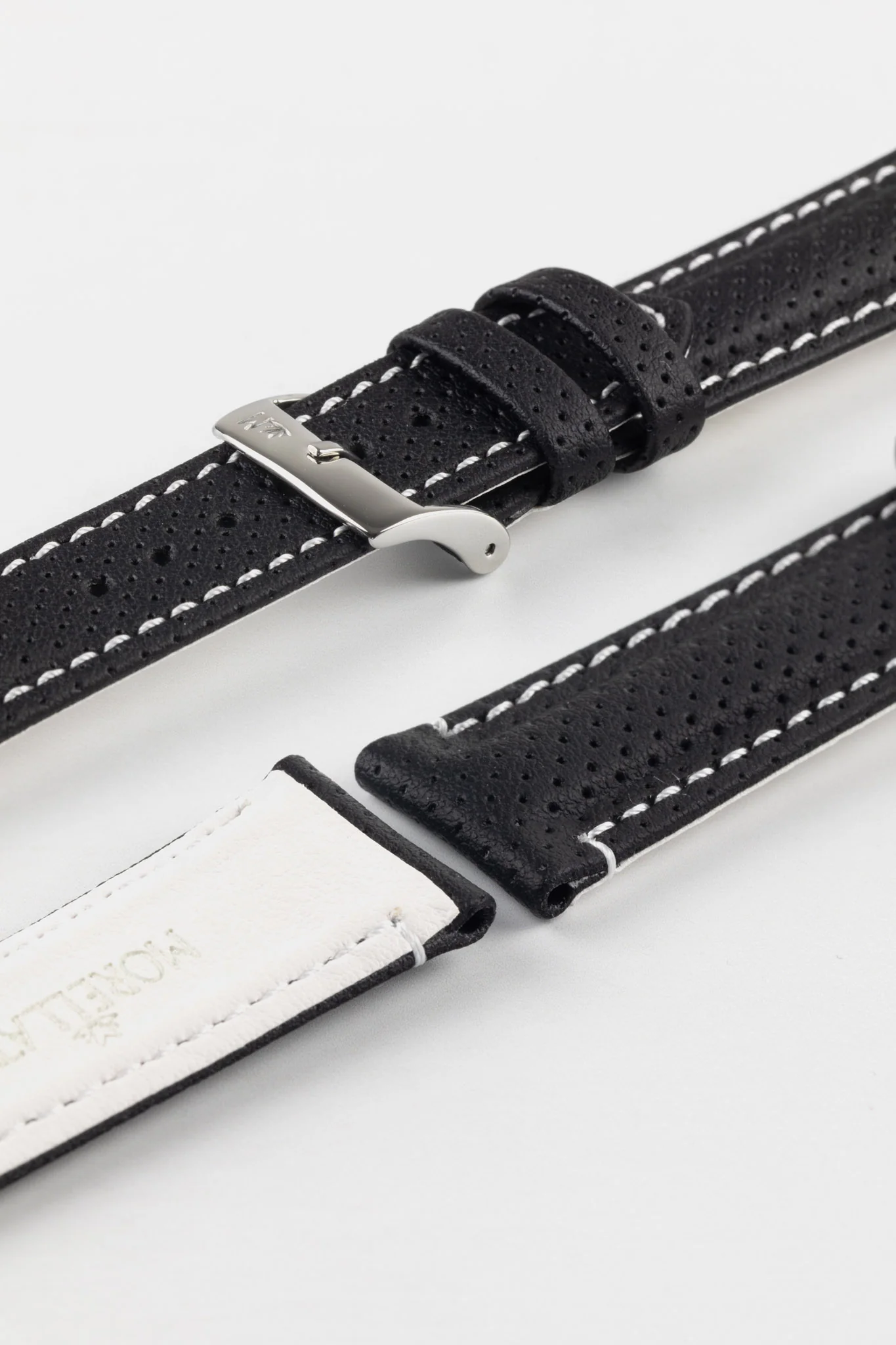 Morellato RACE Motorsport Microfibre Watch Strap in BLACK with WHITE Stitch - Image 5
