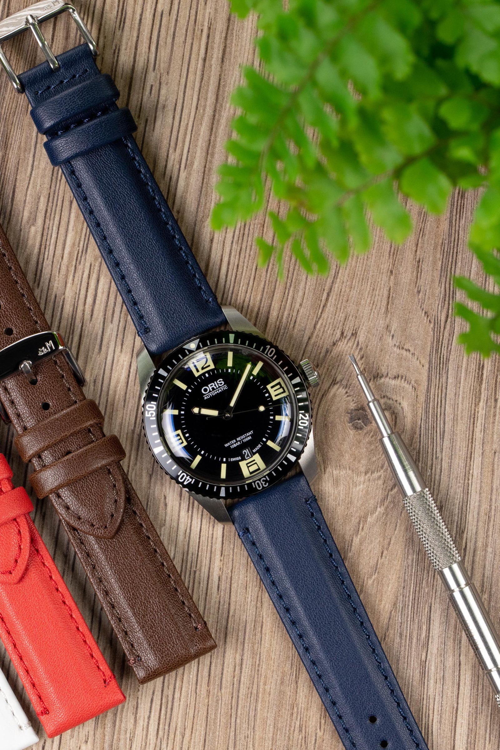 Morellato ROWING Water-Resistant Calfskin Leather Watch Strap in BLUE - Image 2