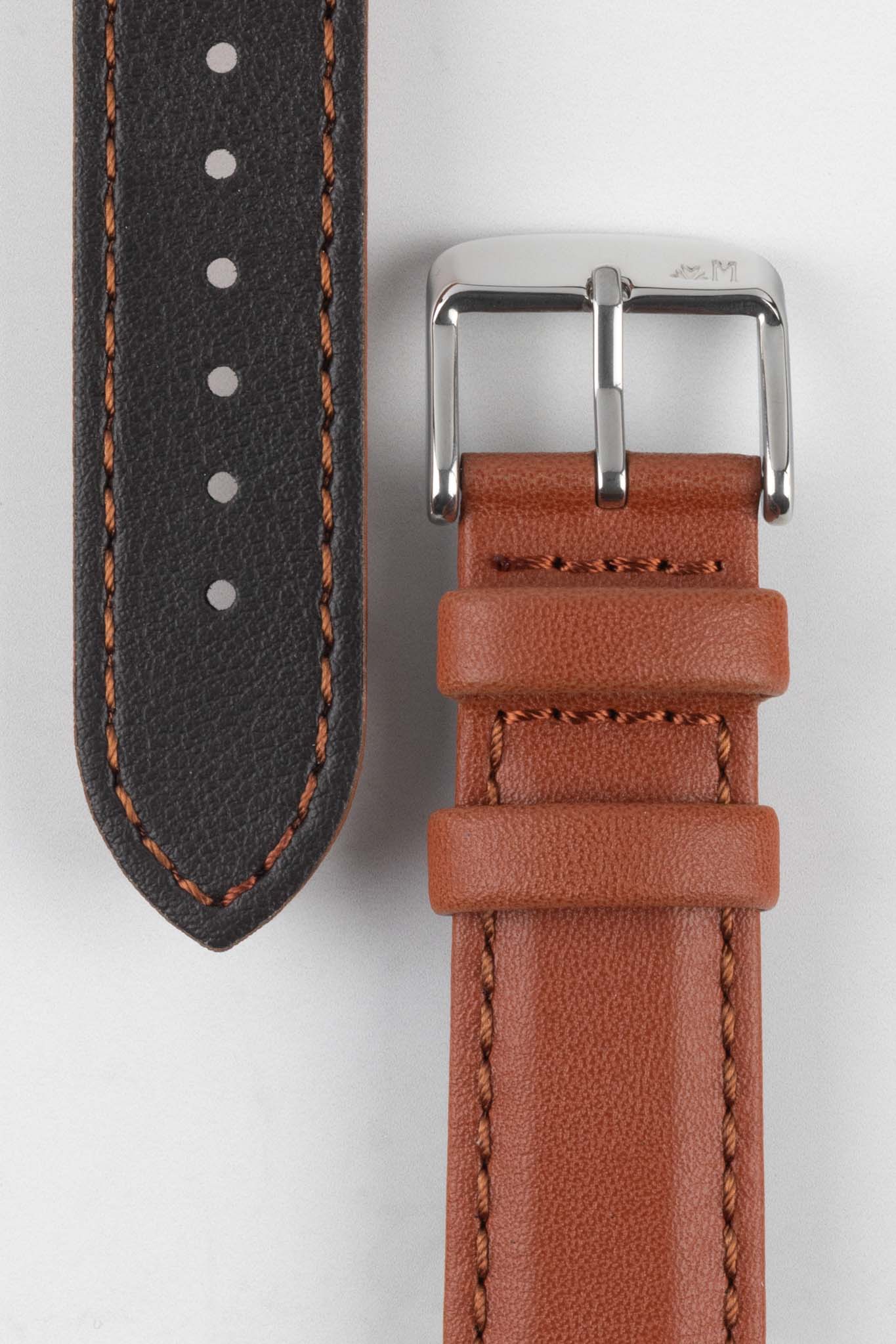 Morellato ROWING Water-Resistant Calfskin Leather Watch Strap in GOLD BROWN - Image 3