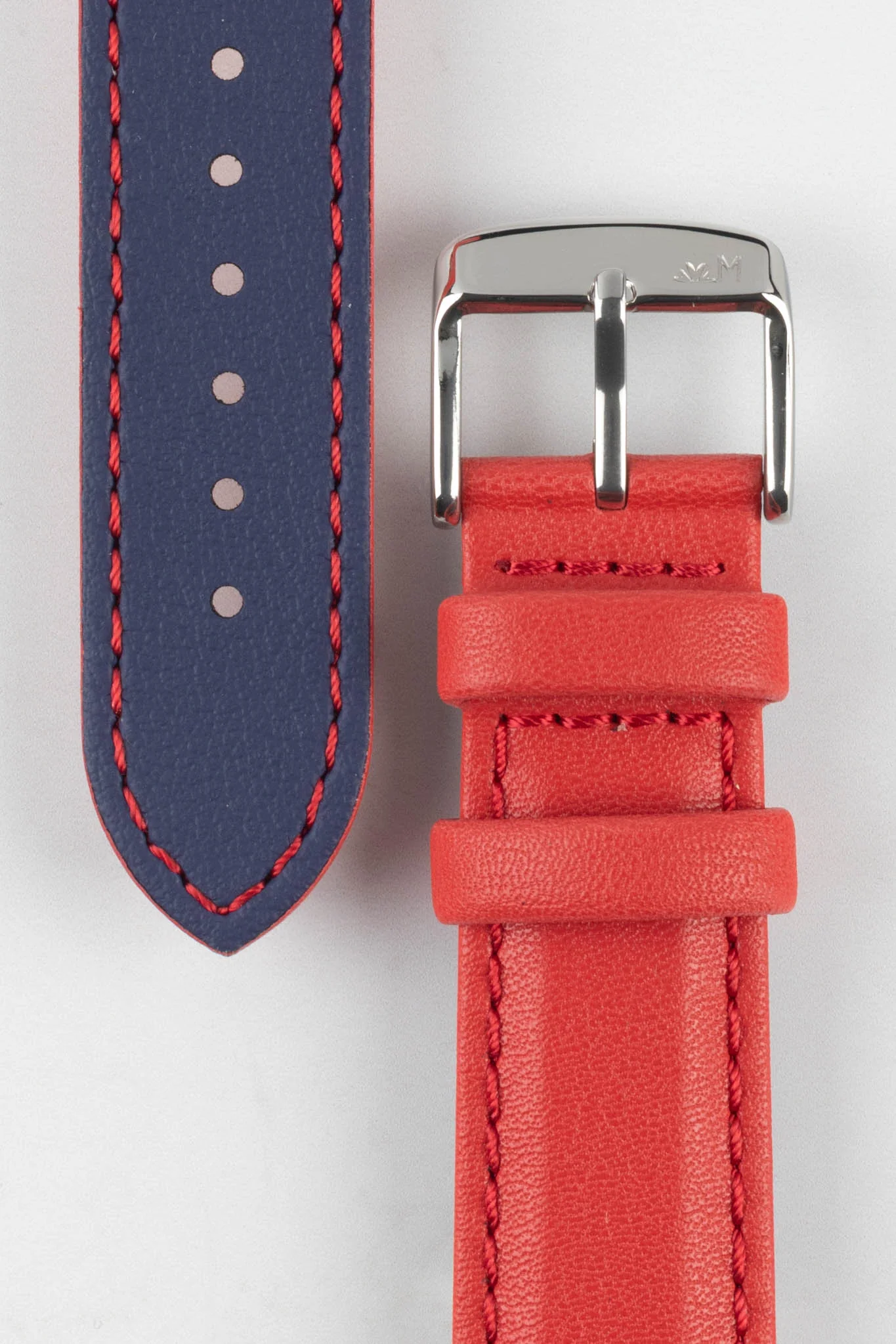 Morellato ROWING Water-Resistant Calfskin Leather Watch Strap in RED - Image 3