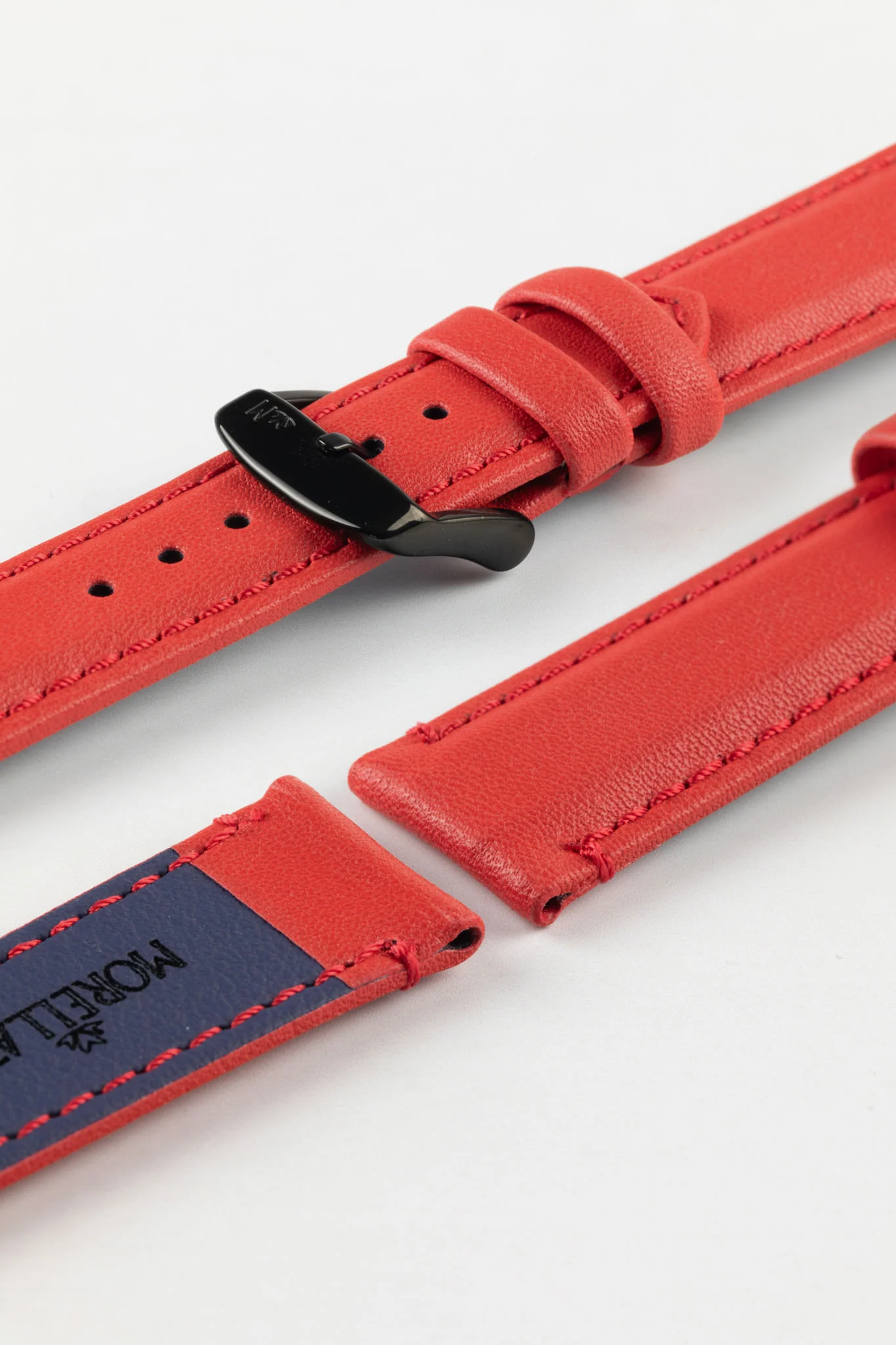 Morellato ROWING Water-Resistant Calfskin Leather Watch Strap in RED - Image 5